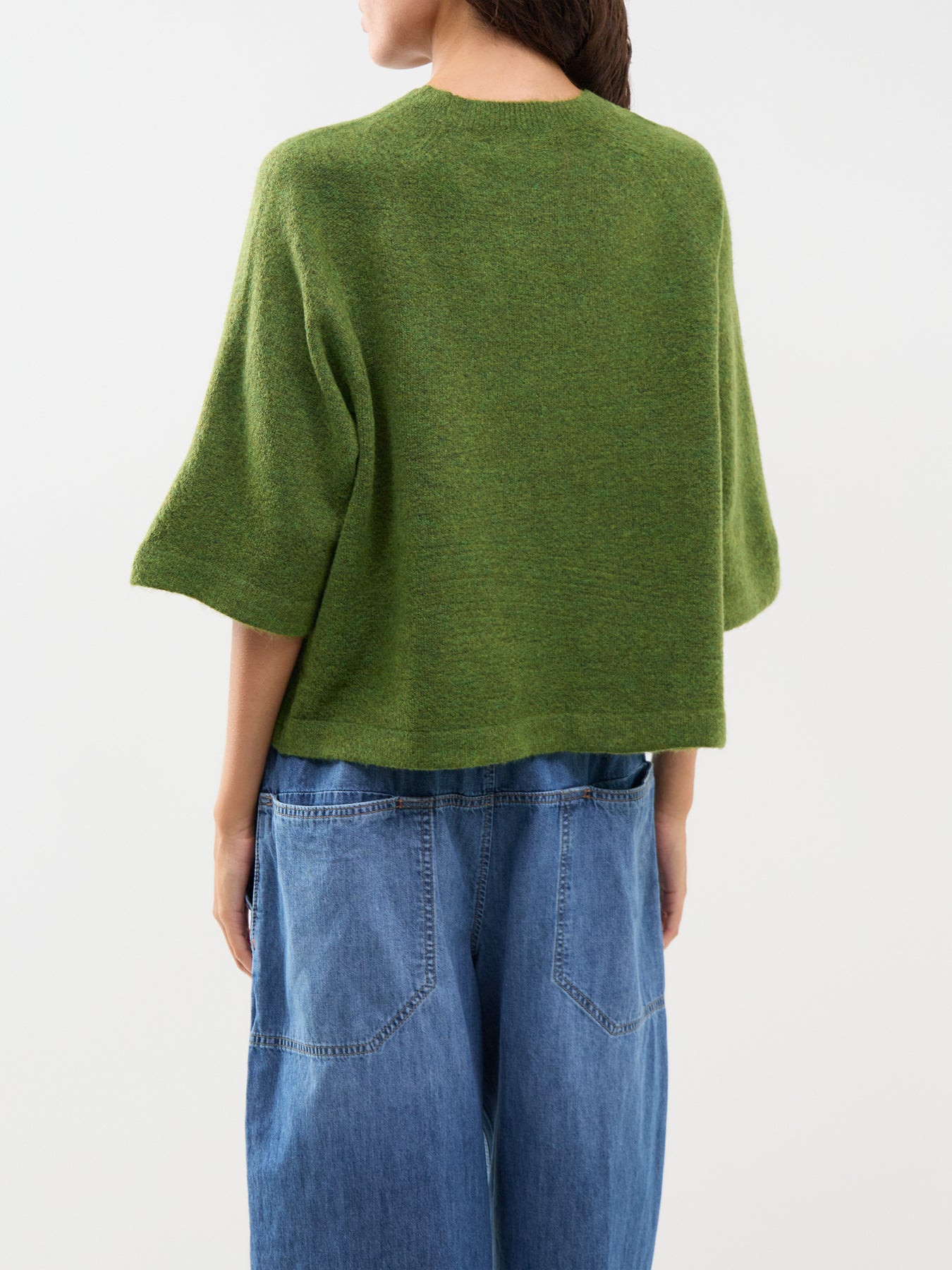Simni Three Quarter Sleeve Knitted Jumper Green