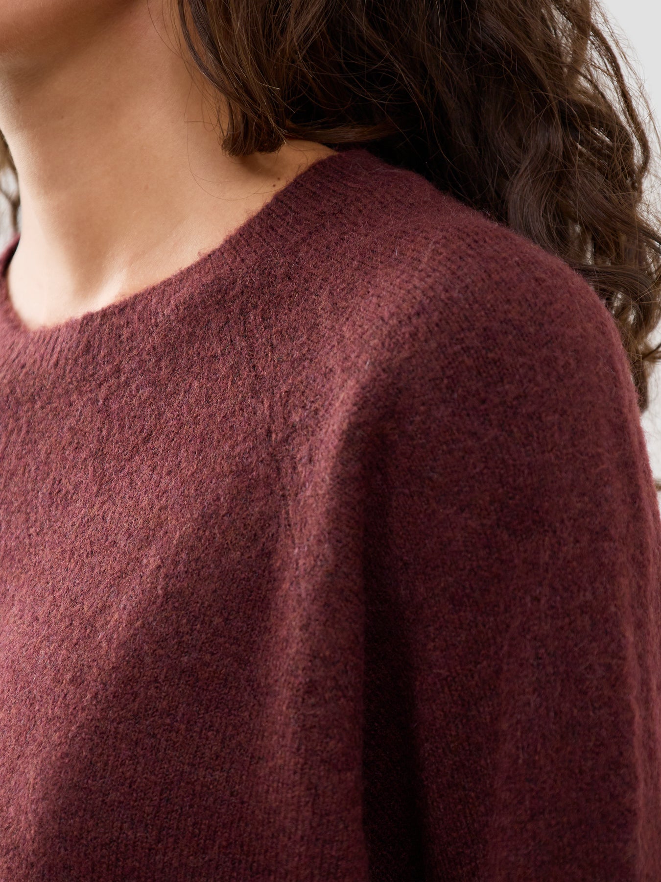 Simoni Three Quarter Sleeve Knitted Jumper Burgundy