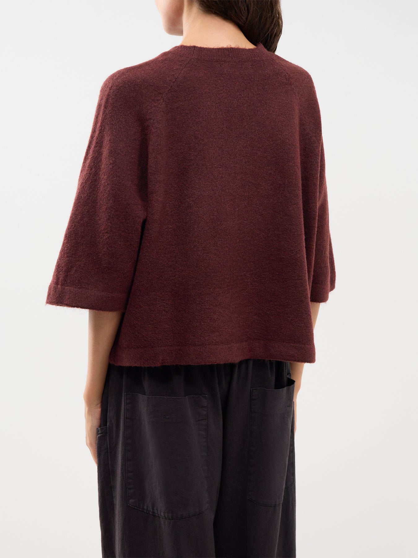 Simoni Three Quarter Sleeve Knitted Jumper Burgundy