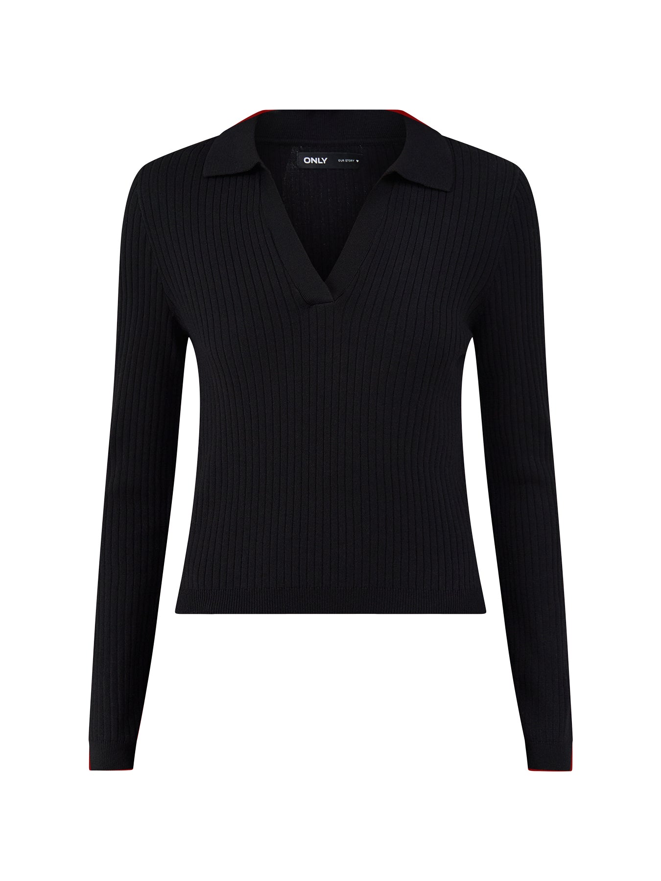 ONLY Kaya Long Sleeve Polo Knit Top Black