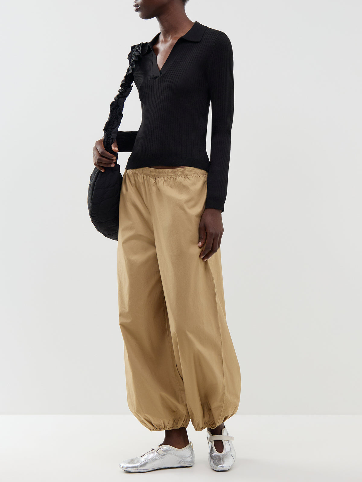 ONLY Kaya Long Sleeve Polo Knit Top Black