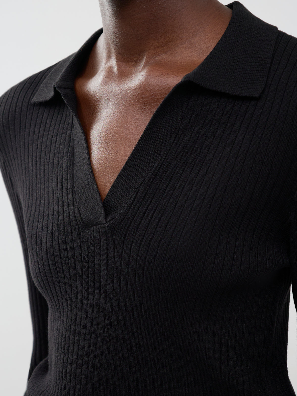 ONLY Kaya Long Sleeve Polo Knit Top Black