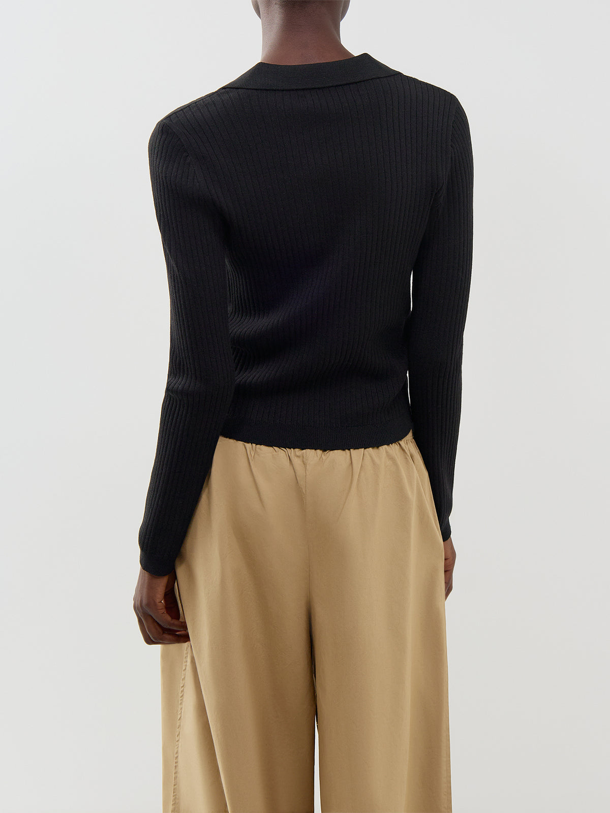 ONLY Kaya Long Sleeve Polo Knit Top Black