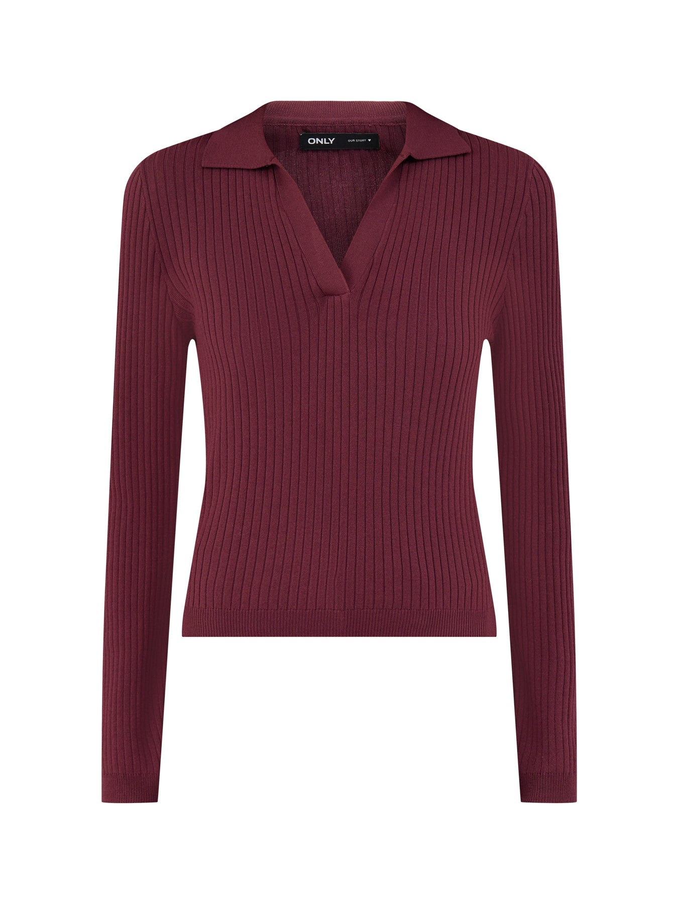 Kaya Long Sleeve Polo Knit Top Burgundy