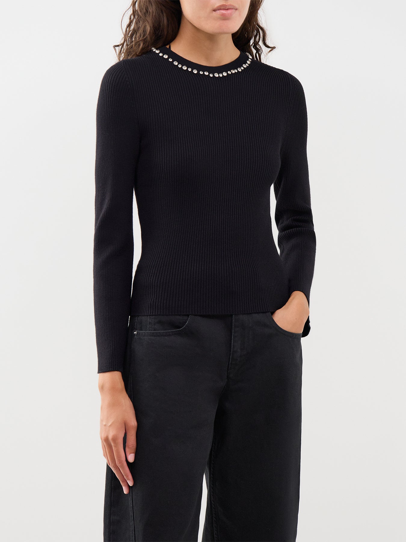 Natascha Bling Crew Neck Jumper Black