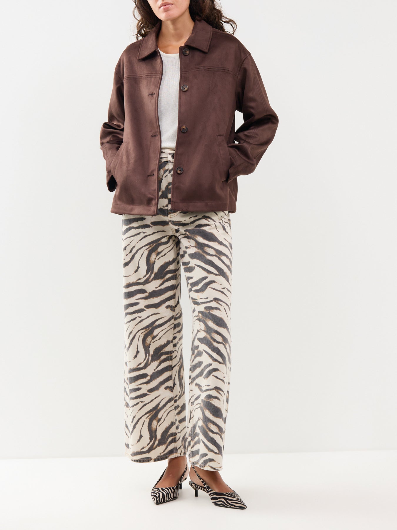 Carolina Faux Suede Jacket Brown