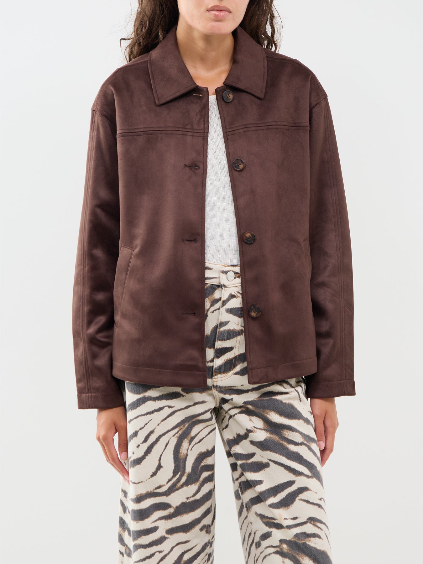 Carolina Faux Suede Jacket Brown