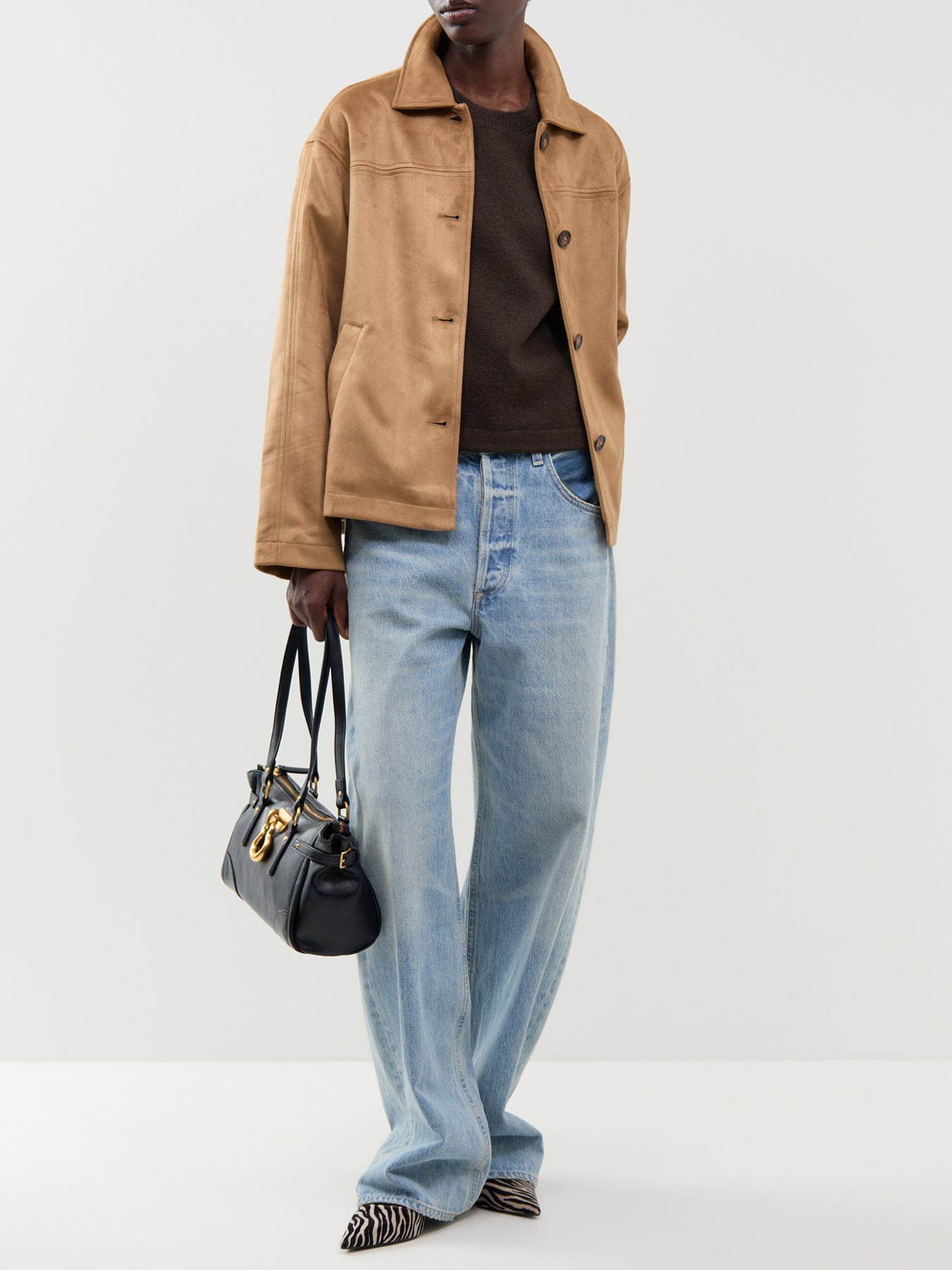 Carolina Faux Suede Jacket Brown