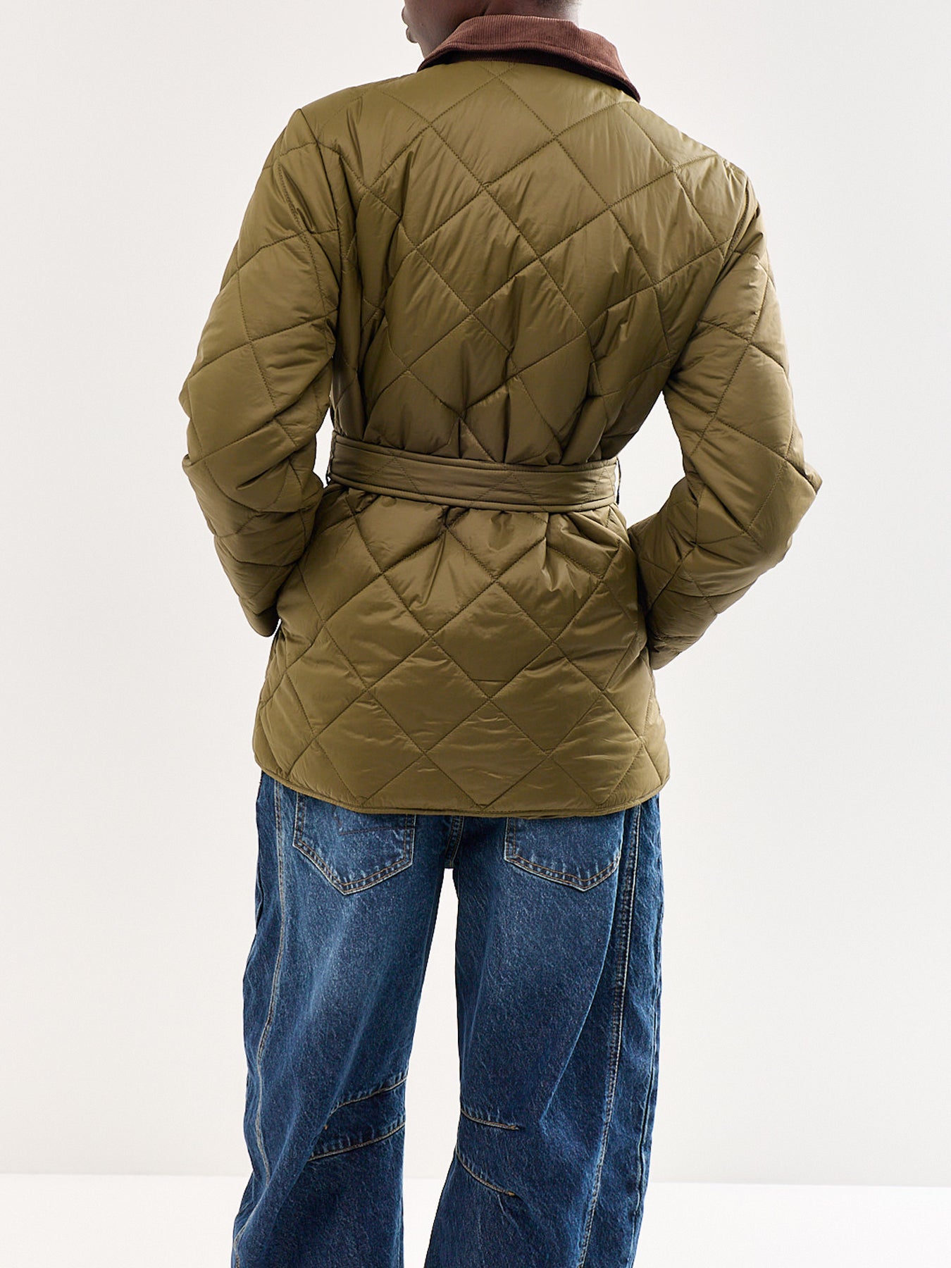 Tahia Cord Mix Quilted Jacket Green