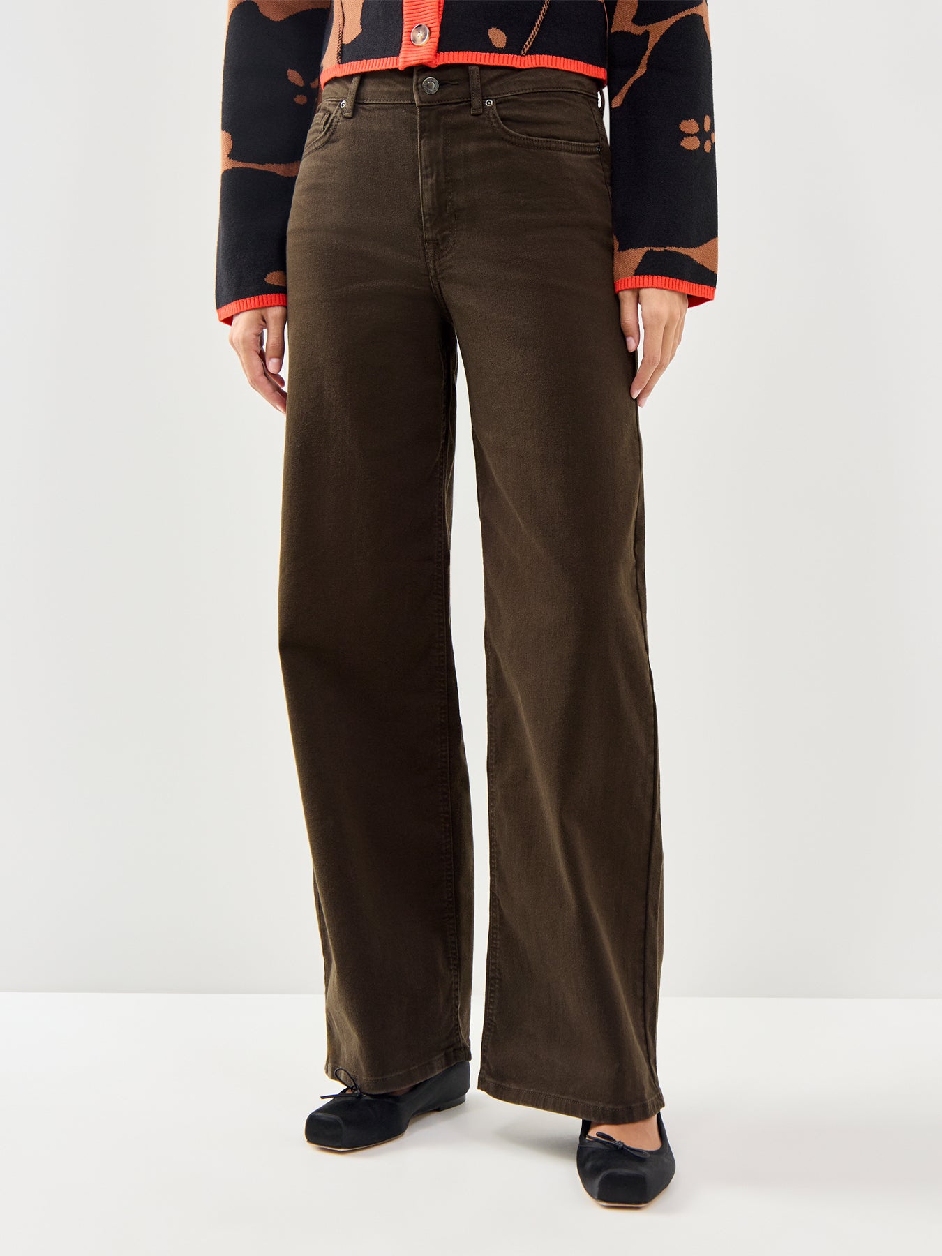 Madison Blush High Waist Wide Leg Jeans Brown