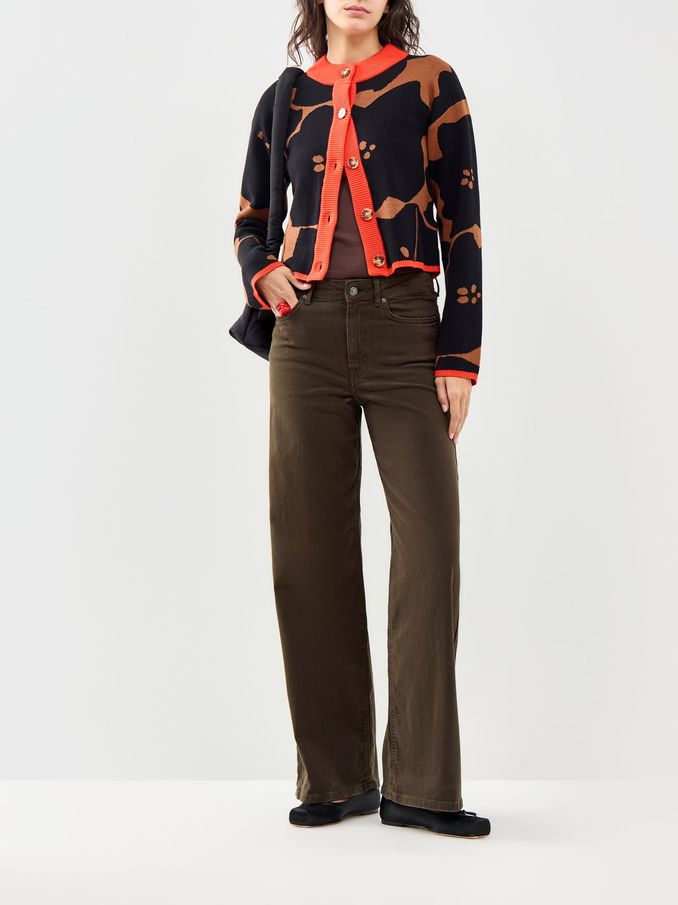 Madison Blush High Waist Wide Leg Jeans Brown