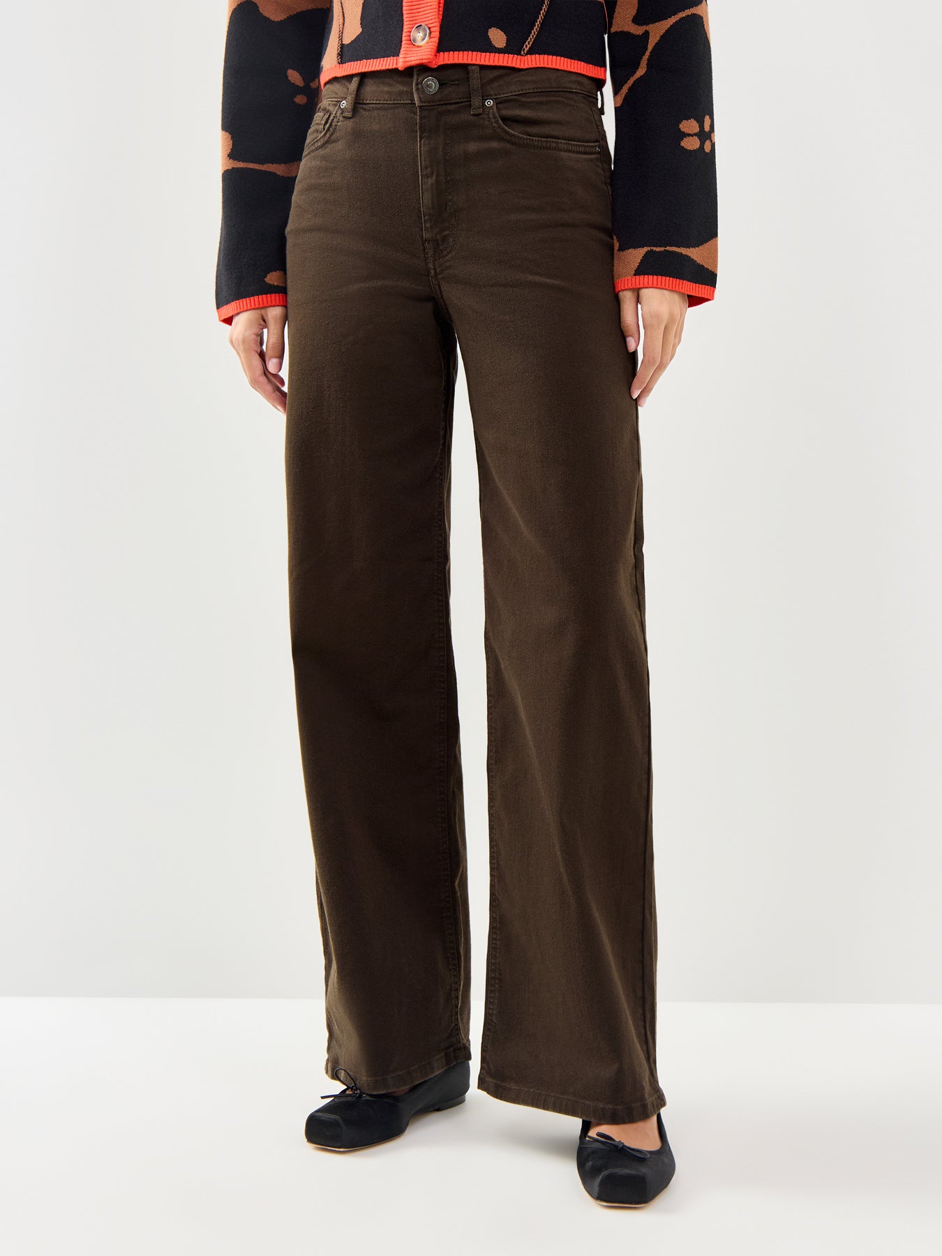 Madison Blush High Waist Wide Leg Jeans Brown