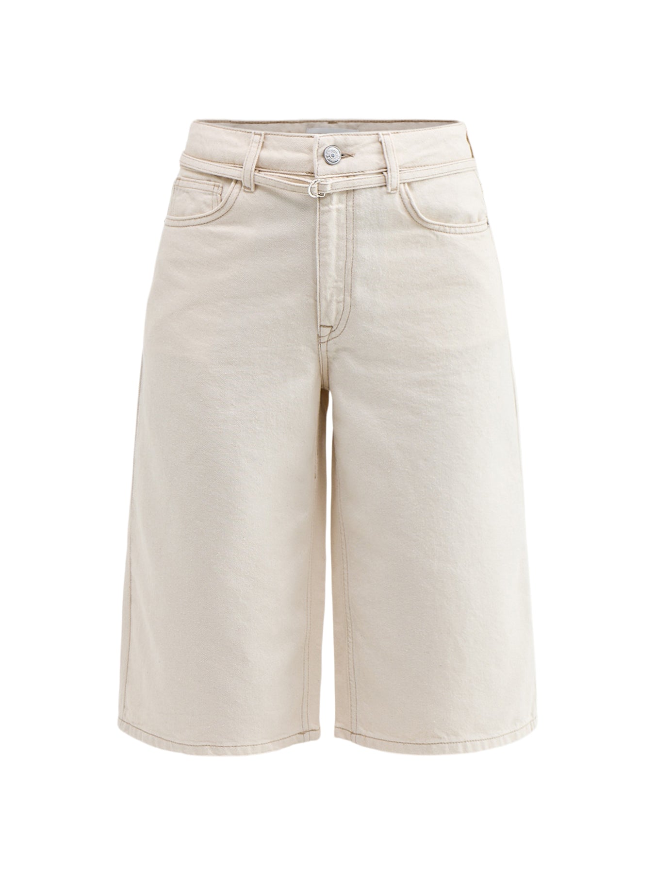 Tenna Bermuda Denim Shorts Beige