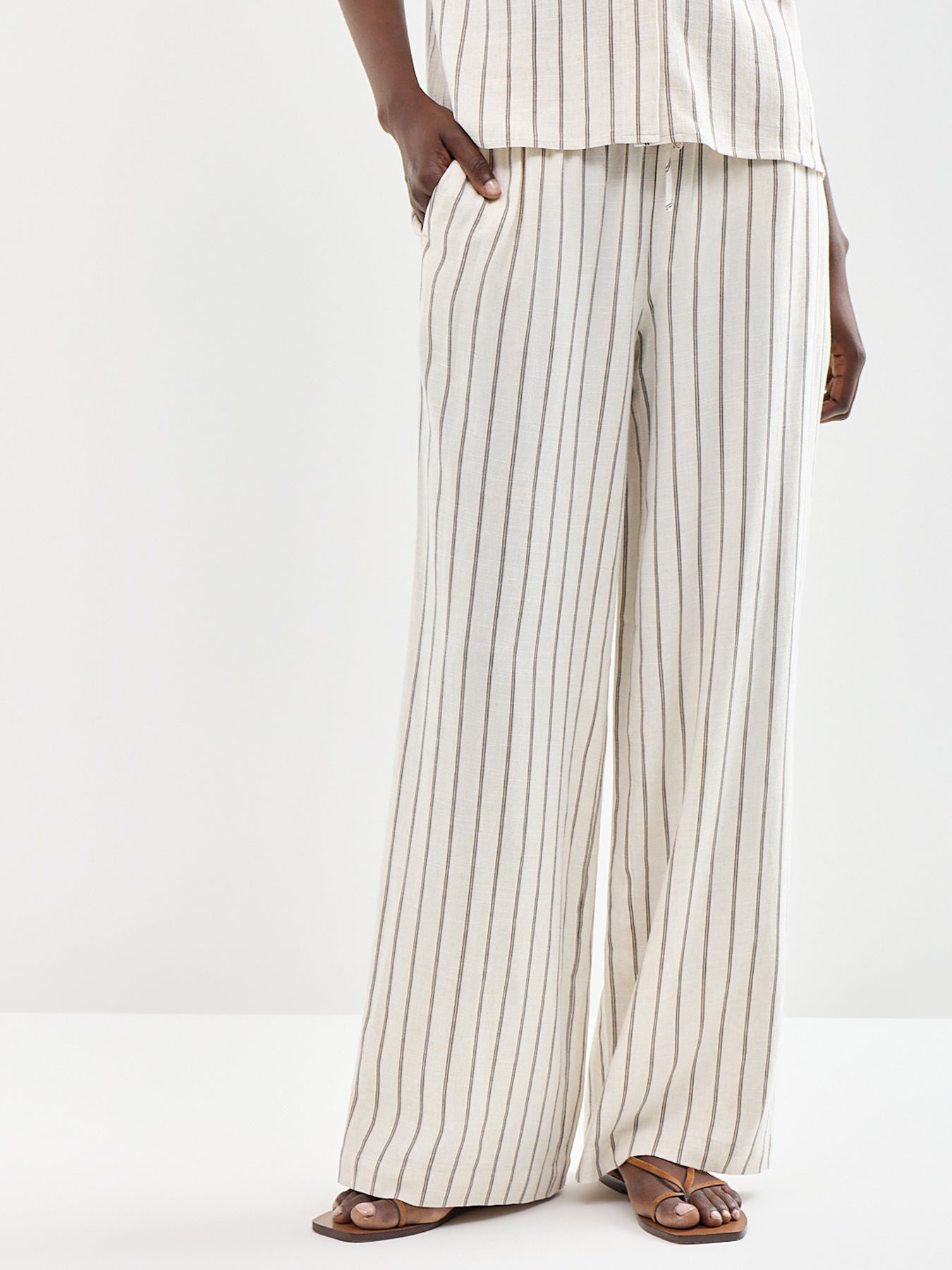 Viva Striped Trousers Beige