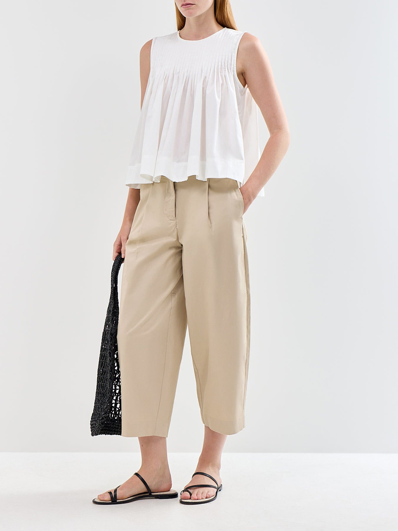 Carmen High Waist Cropped Pant Beige
