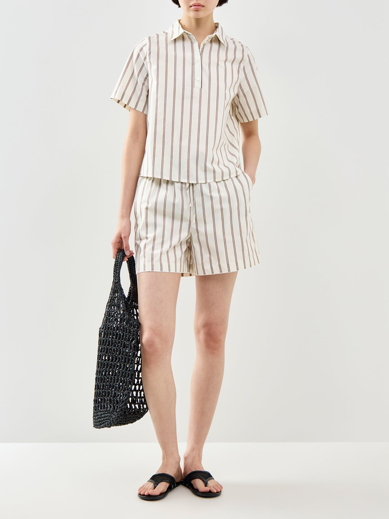 Gina Relaxed Crochet Edge Polo Top