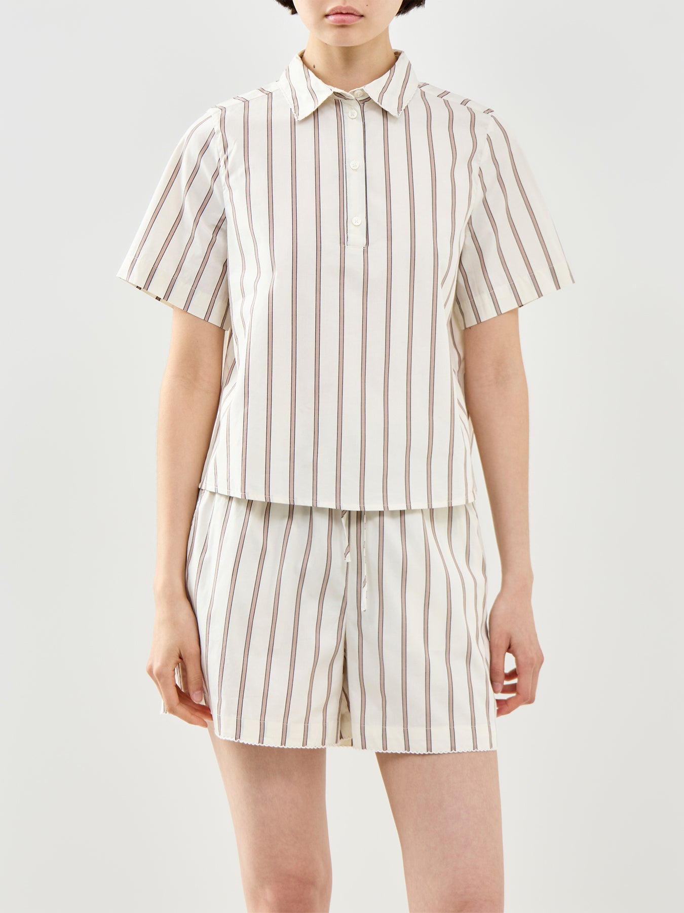 Gina Relaxed Crochet Edge Polo Top