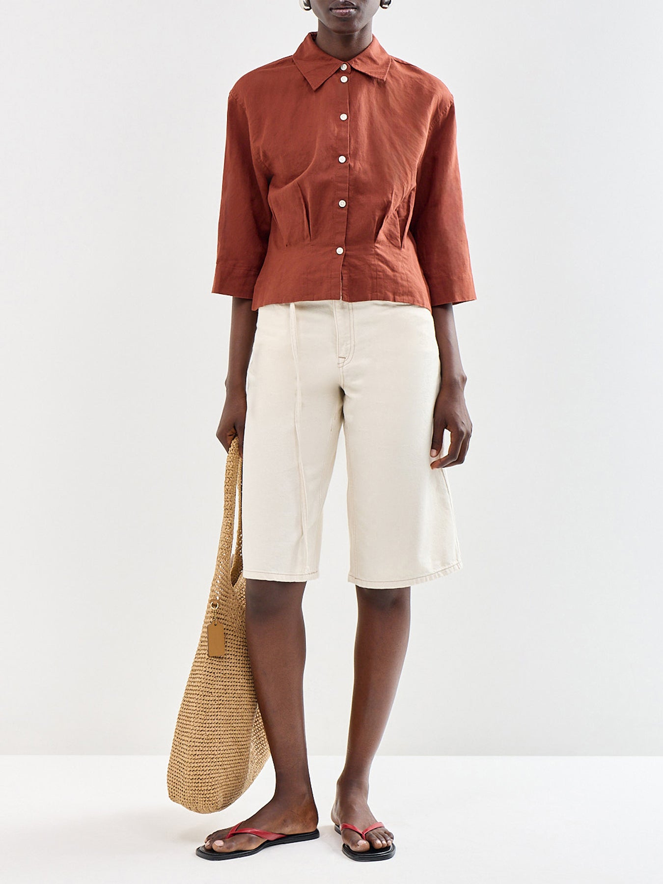 Cleo Cropped Shirt Red