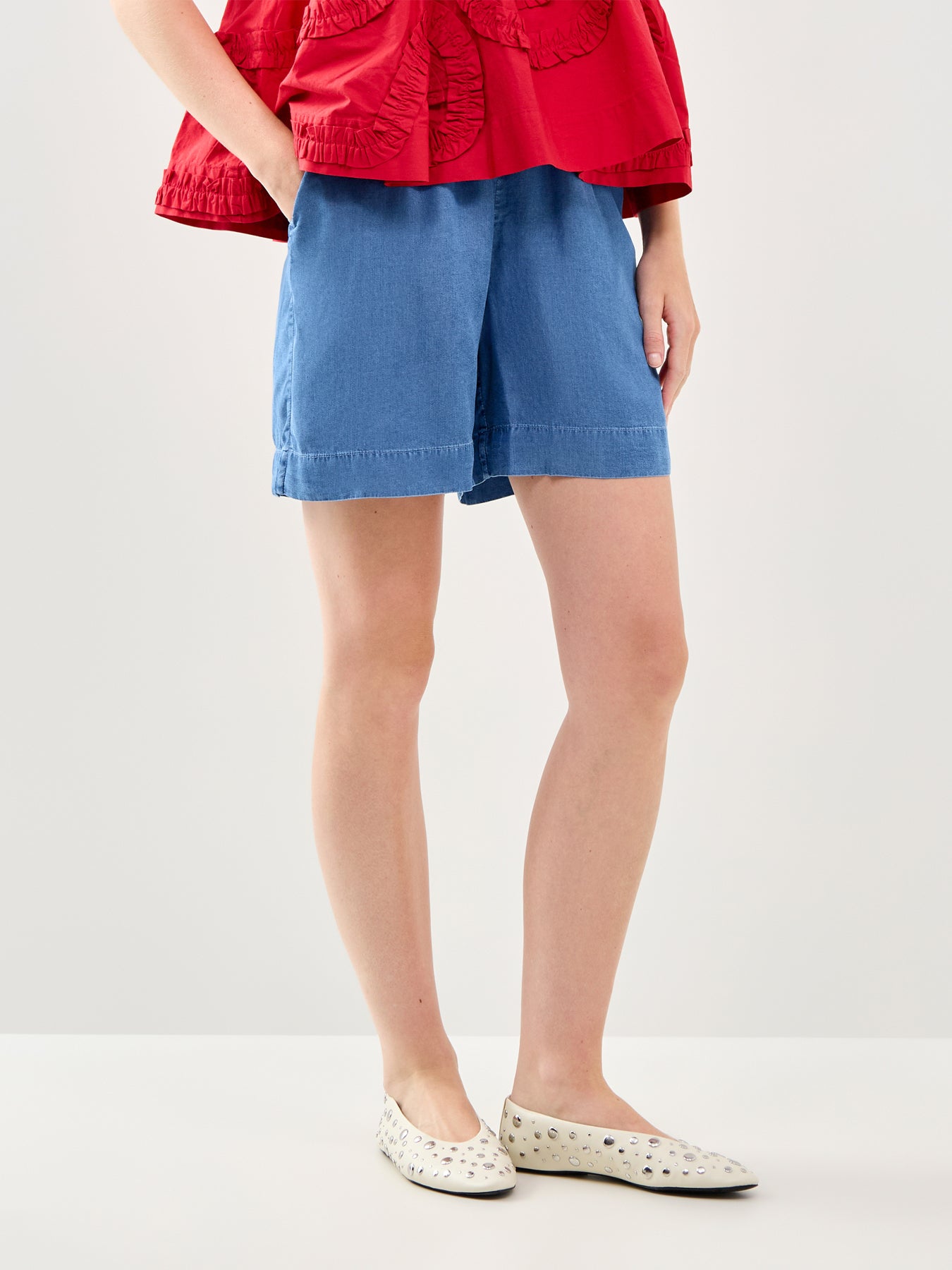Fanny Elasticated Waist Shorts Blue