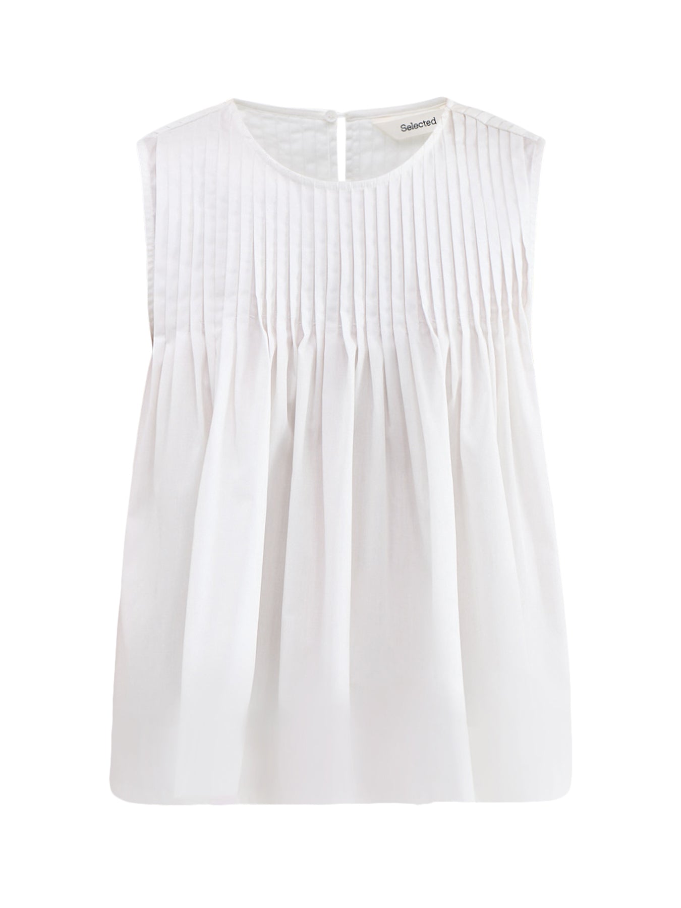 Sophia Sleeveless Pleated Top White