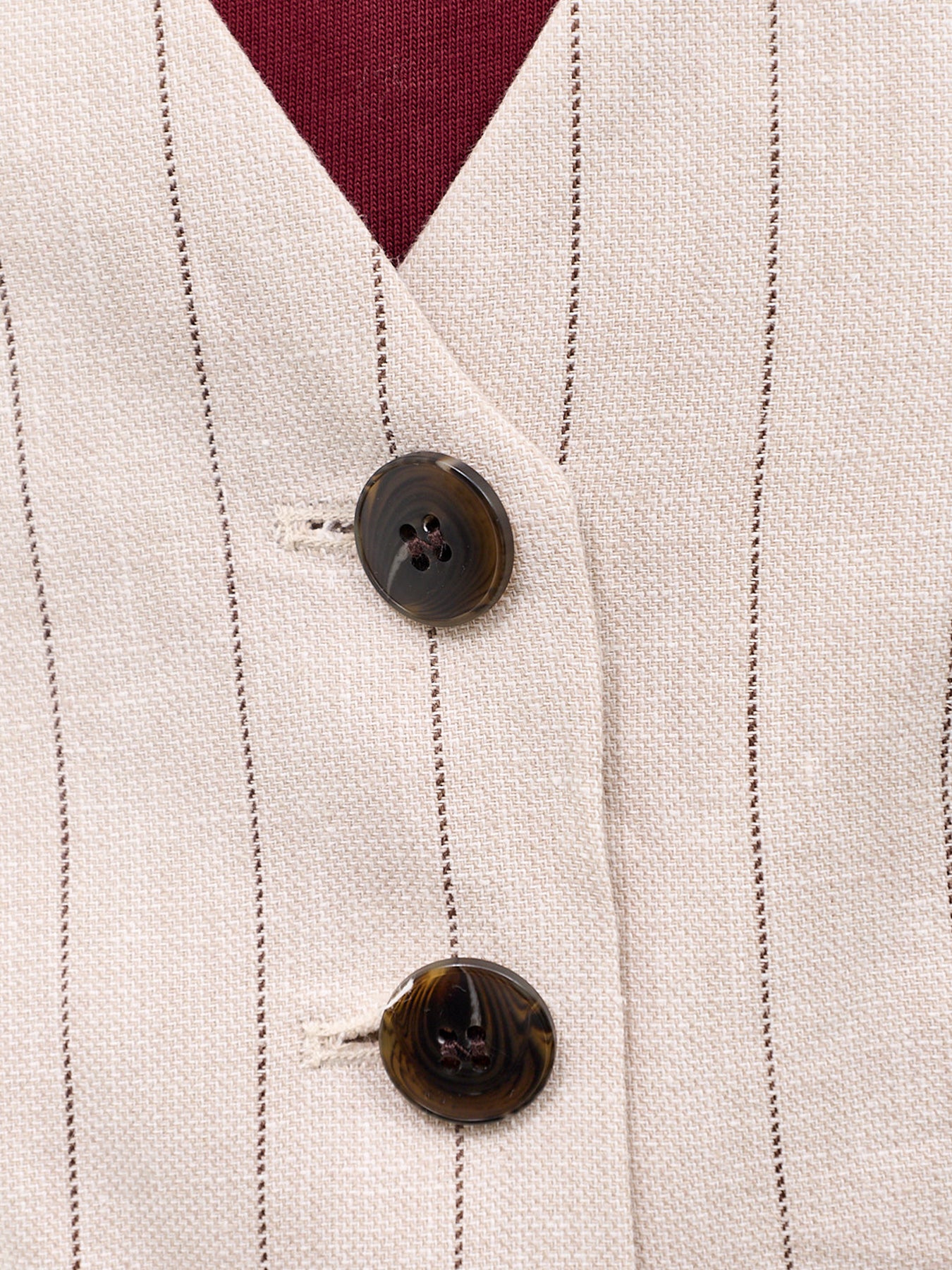 Fitted Linen Blend Waistcoat Beige