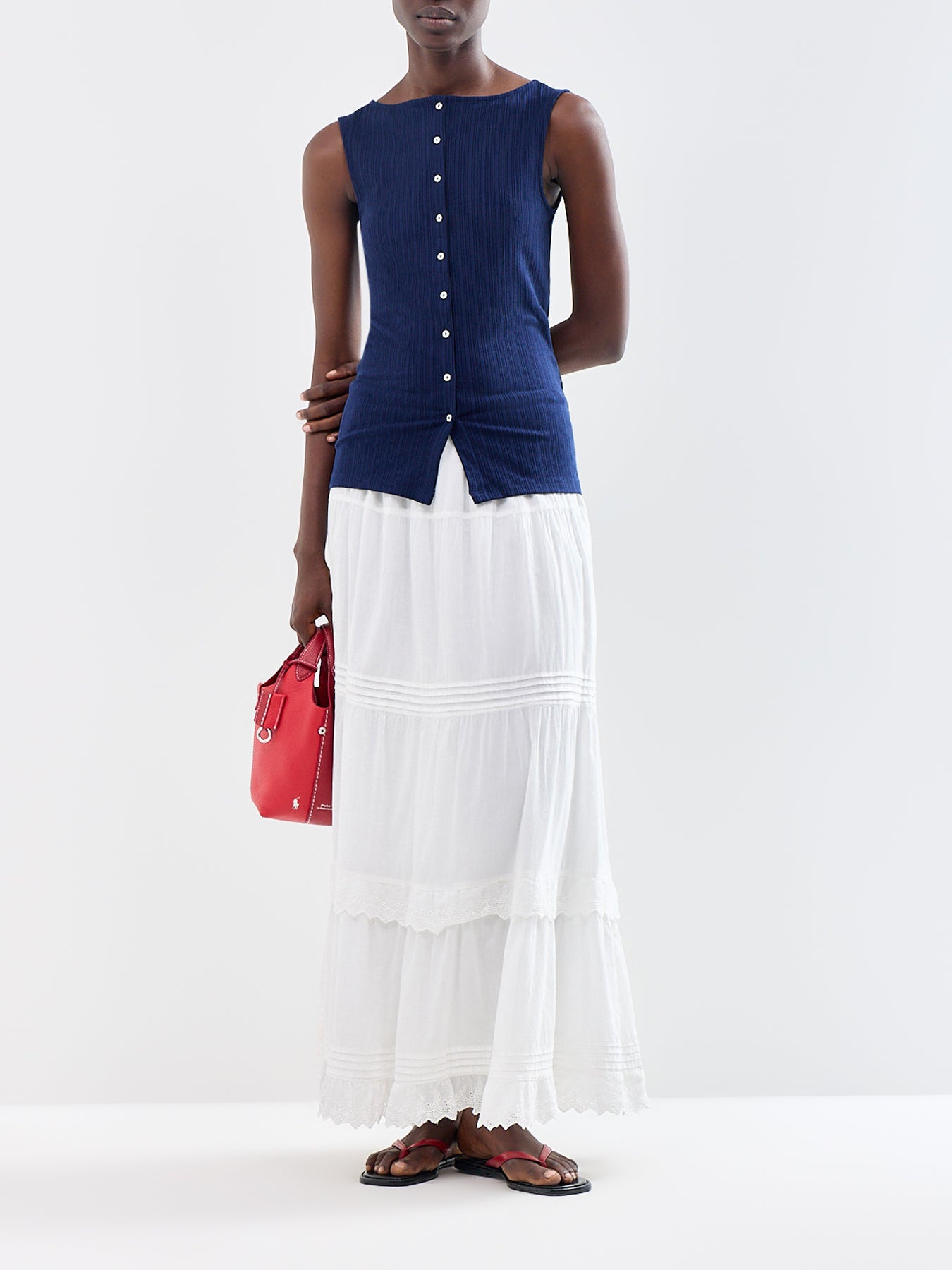 Talia Button Top Blue