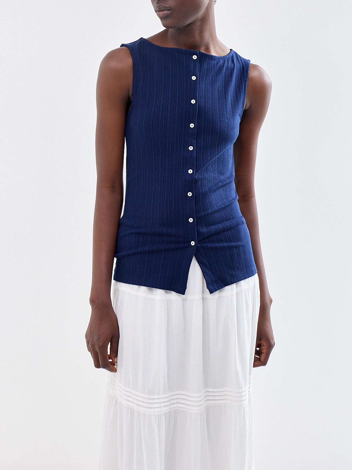 Talia Button Top Blue