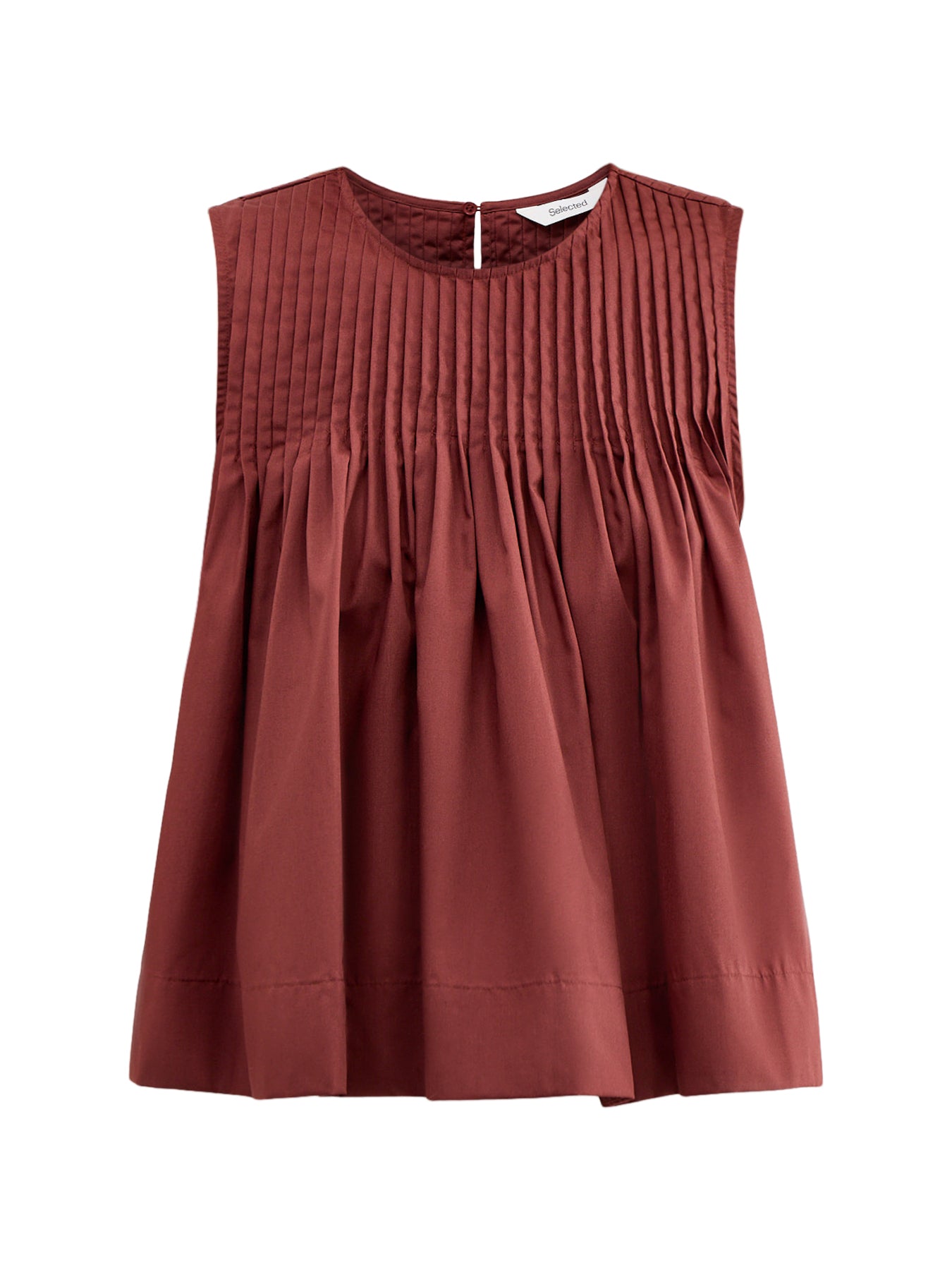 Sophia Sleeveless Pleated Top Brown