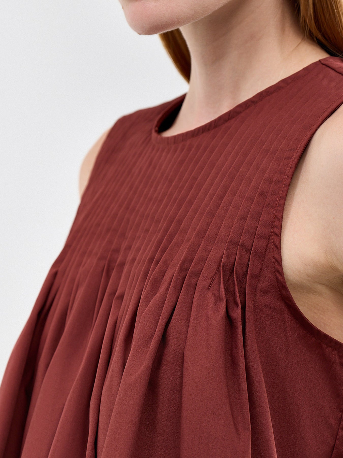 Sophia Sleeveless Pleated Top Brown