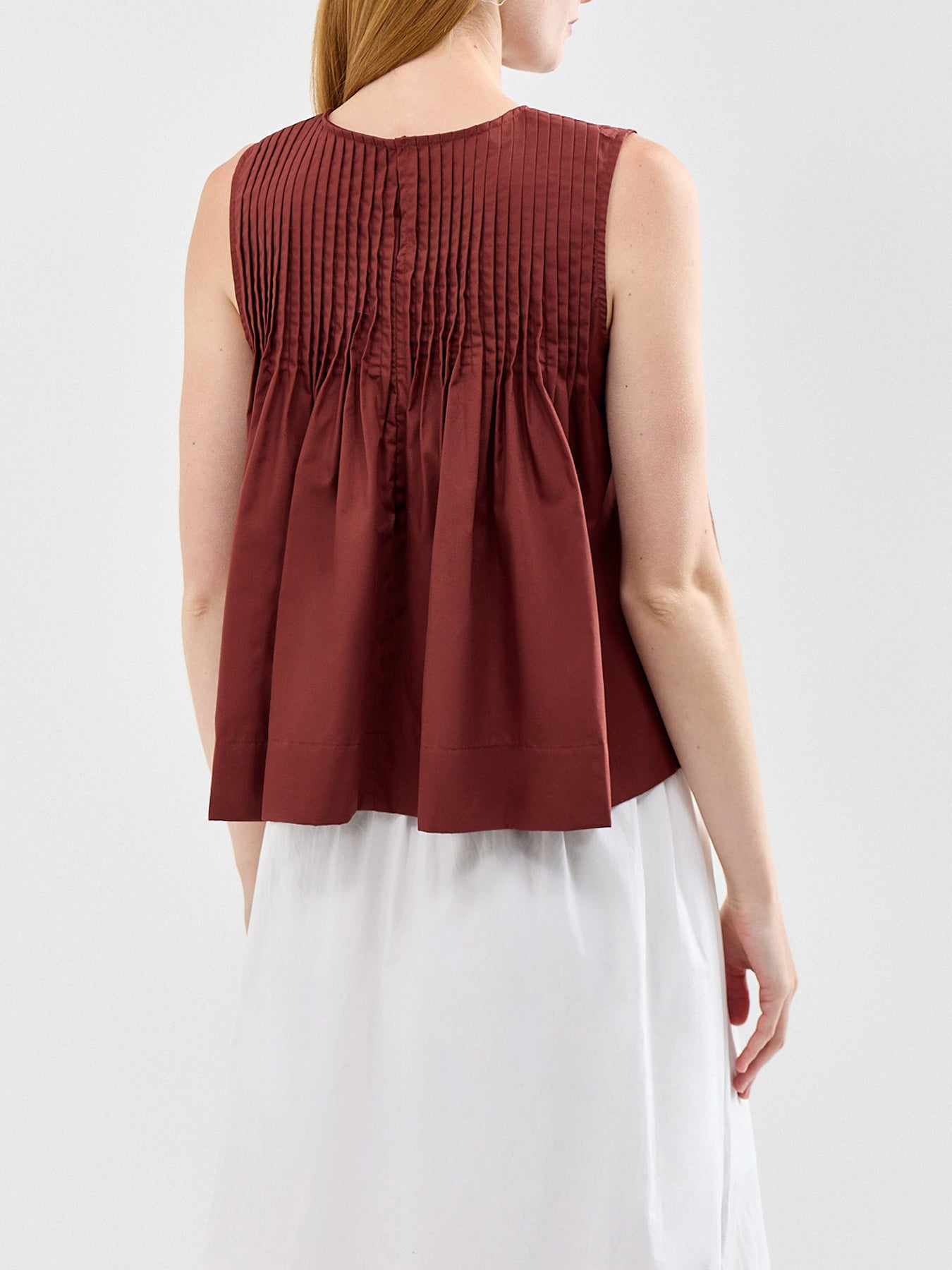 Sophia Sleeveless Pleated Top Brown