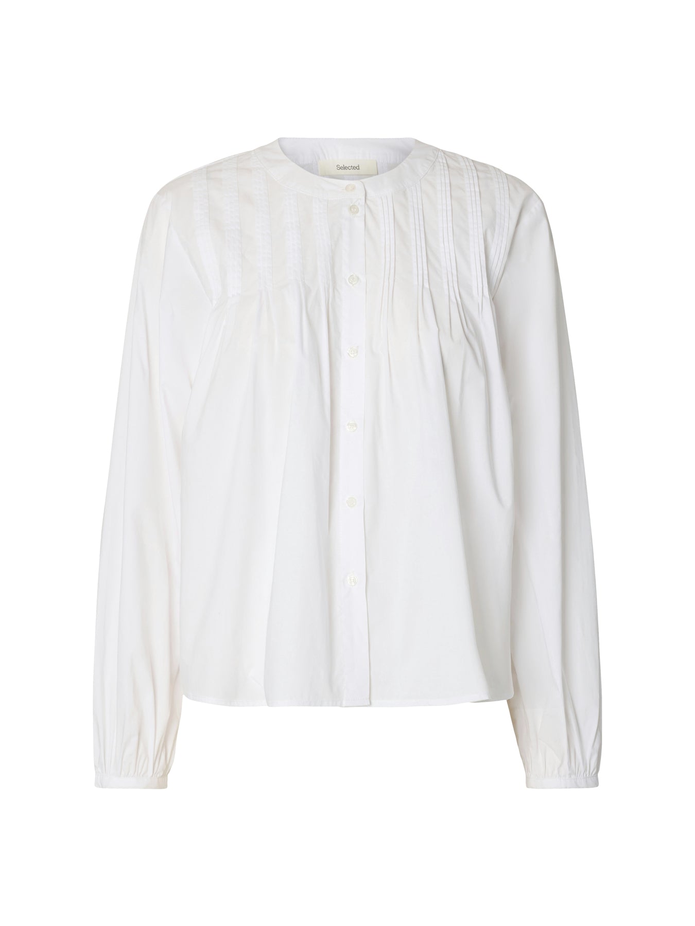 Delia Pintuck Long Sleeve Shirt White