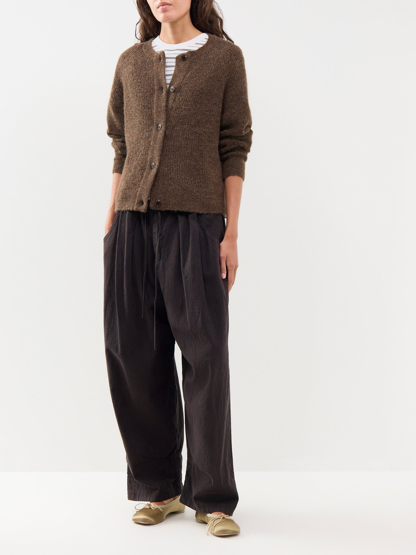 Lulu Knit Short Cardigan Brown