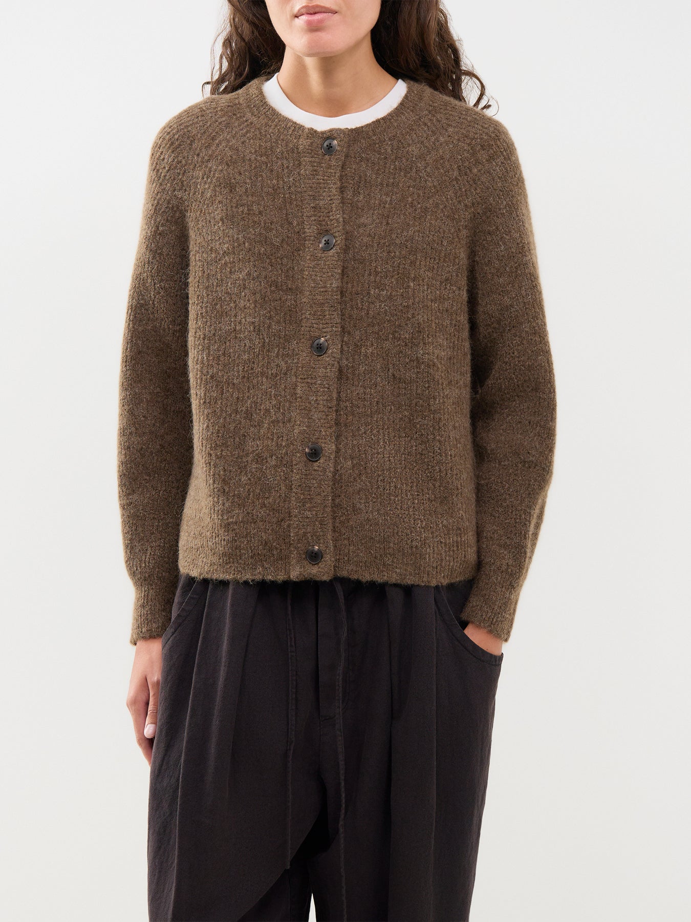 Lulu Knit Short Cardigan Brown