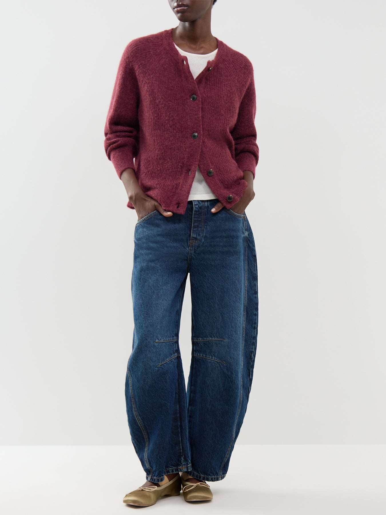 Lulu Knit Short Cardigan Burgundy