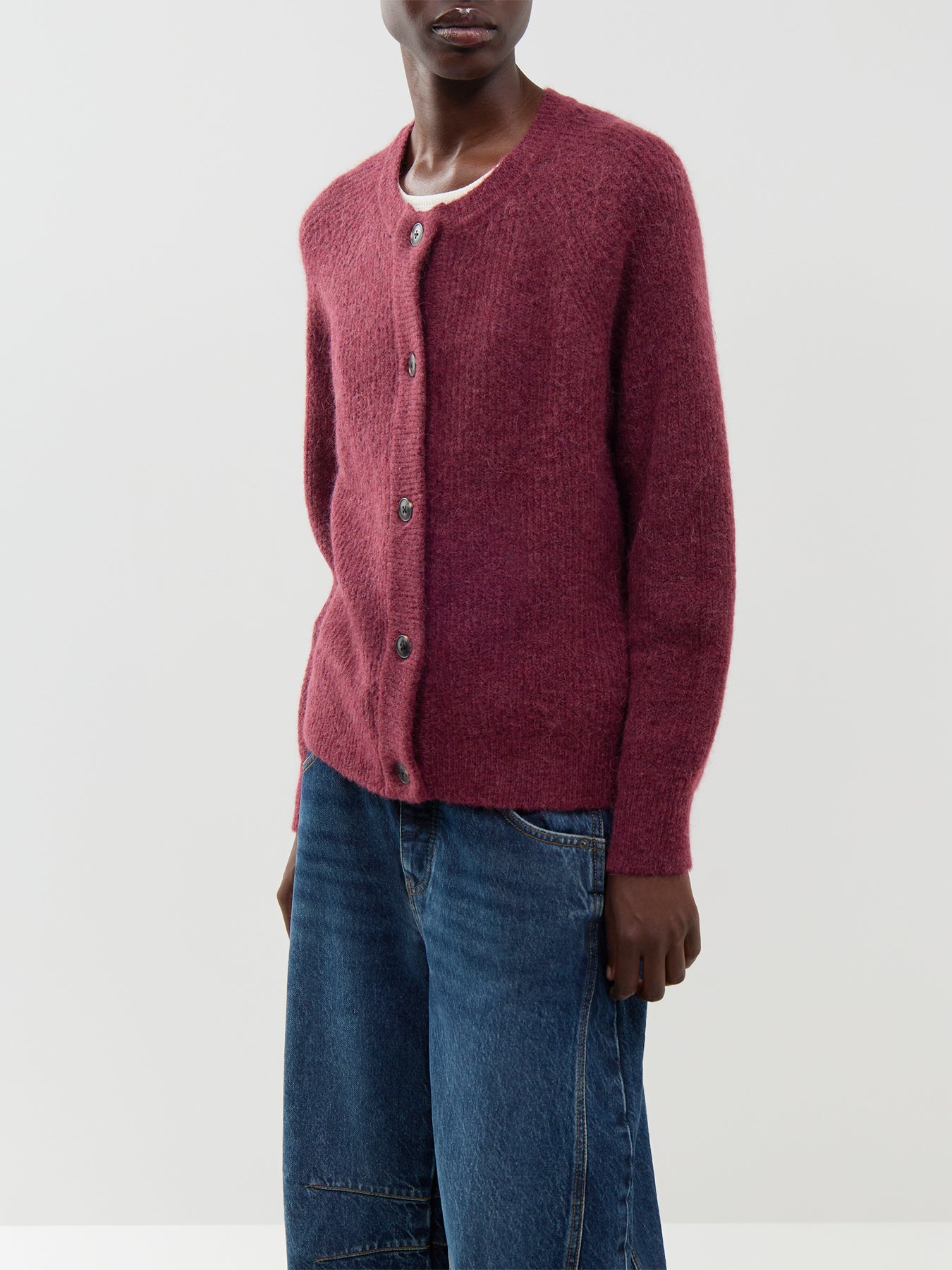 Lulu Knit Short Cardigan Burgundy