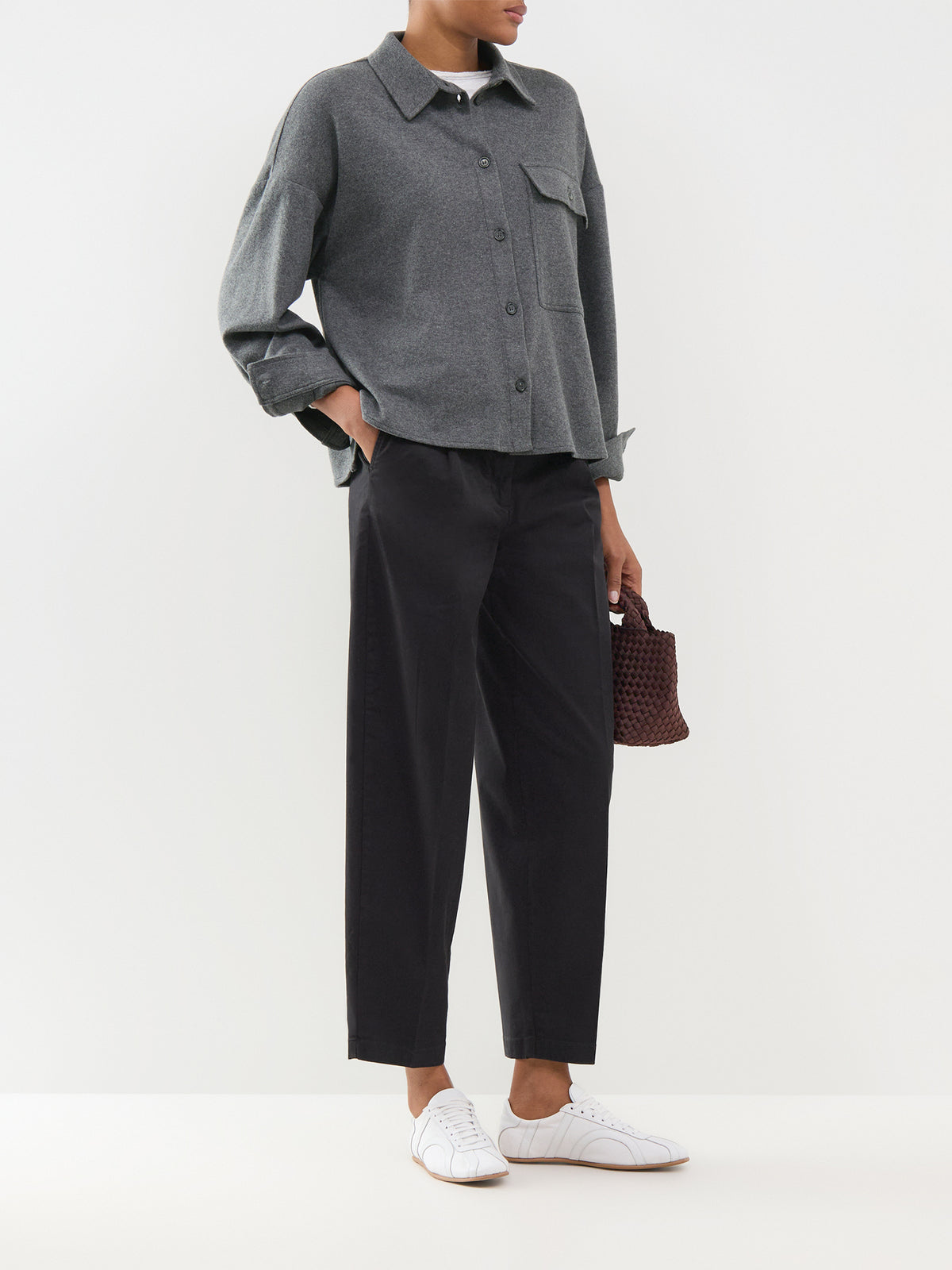 Organic Cotton Barrel High-Waisted Trousers