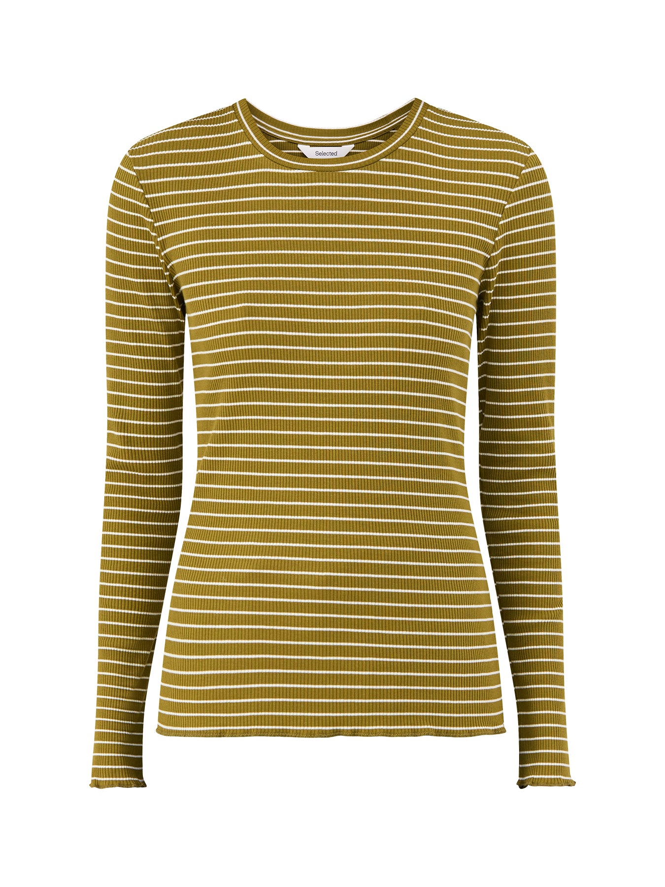 Anna Striped Long Sleeve Crew Neck T-Shirt Green