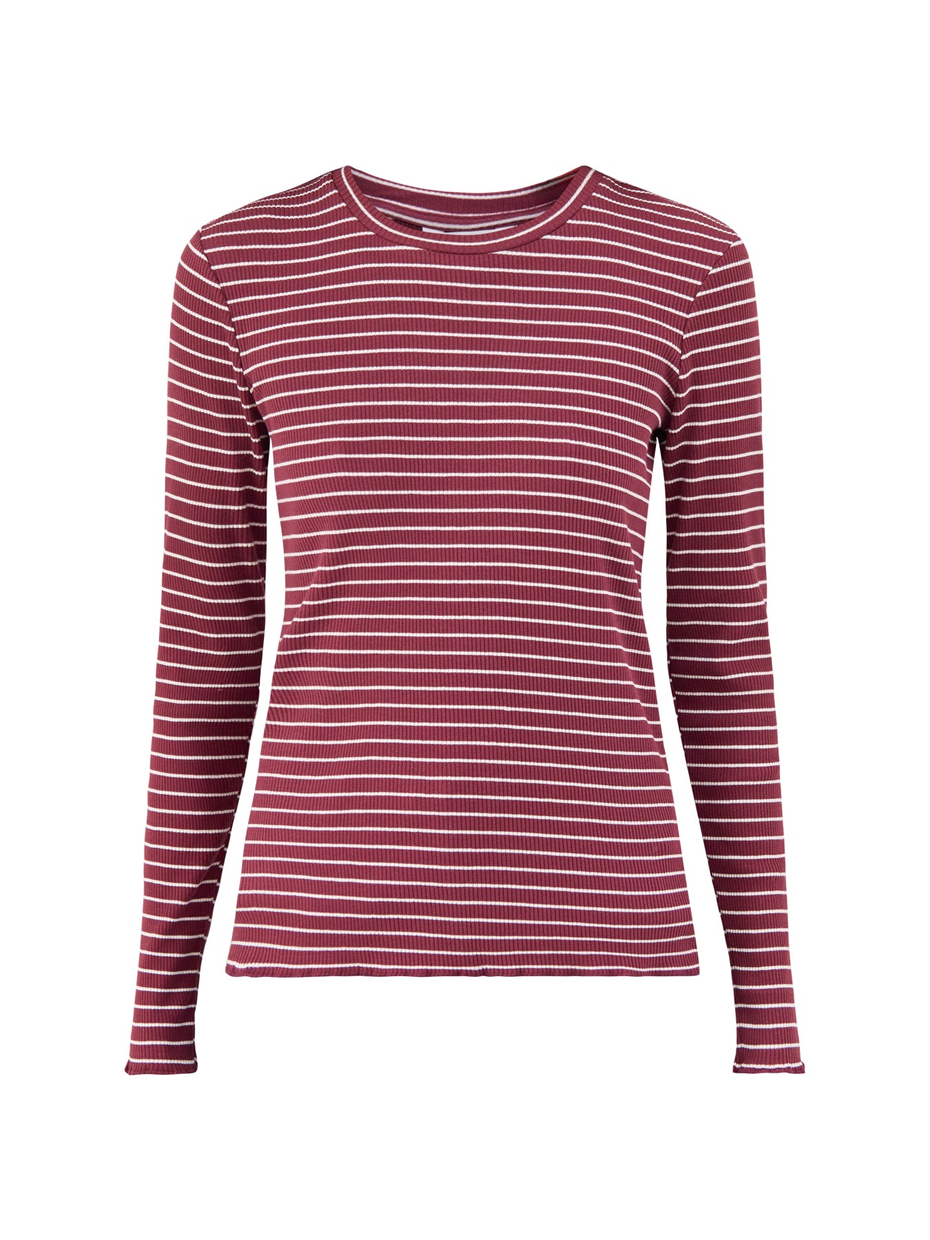 Crew Neck Striped T-Shirt In Burgundy