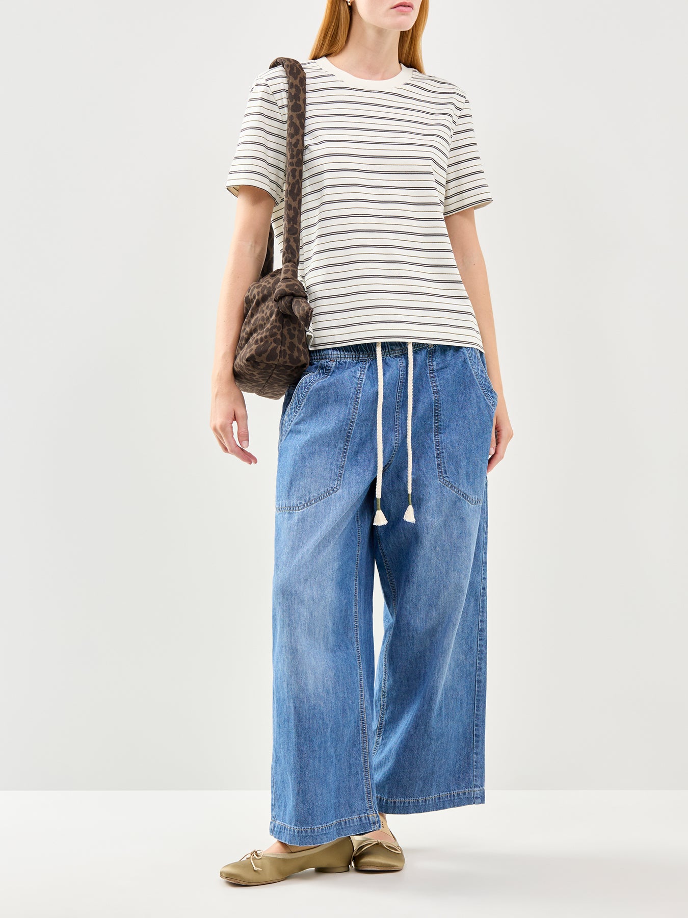 Essential Striped Boxy T-Shirt Brown