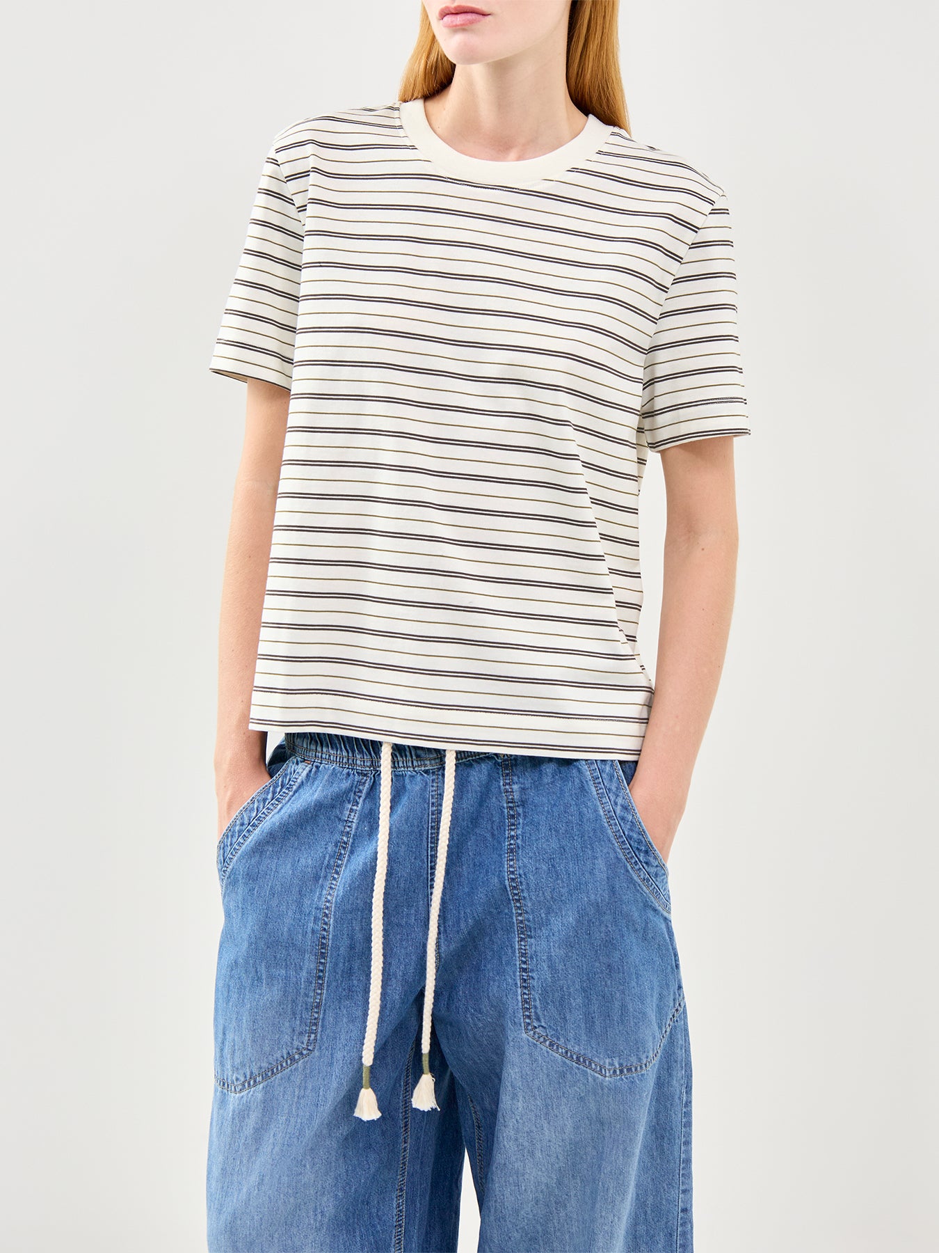Essential Striped Boxy T-Shirt Brown