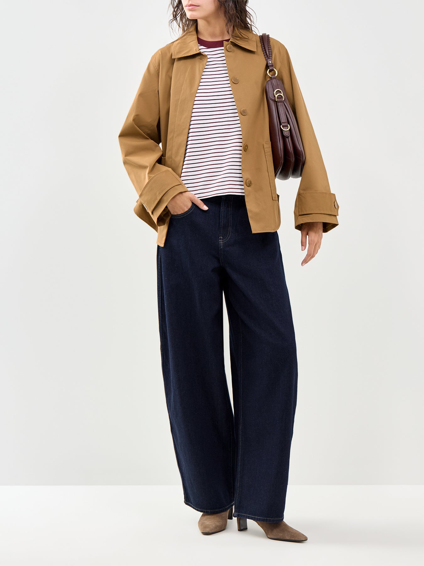 Essential Striped Boxy T-Shirt Brown