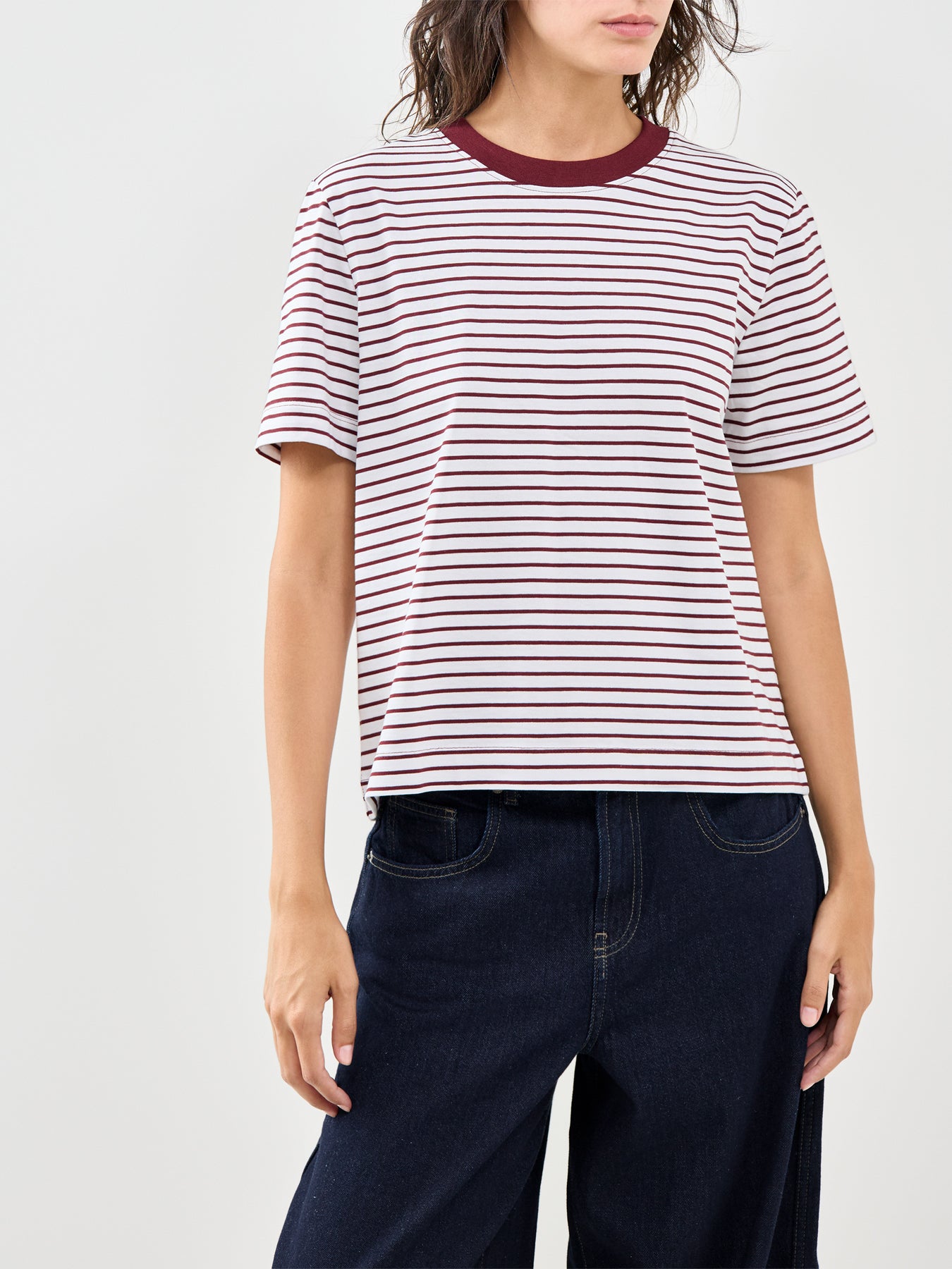 Essential Striped Boxy T-Shirt Brown