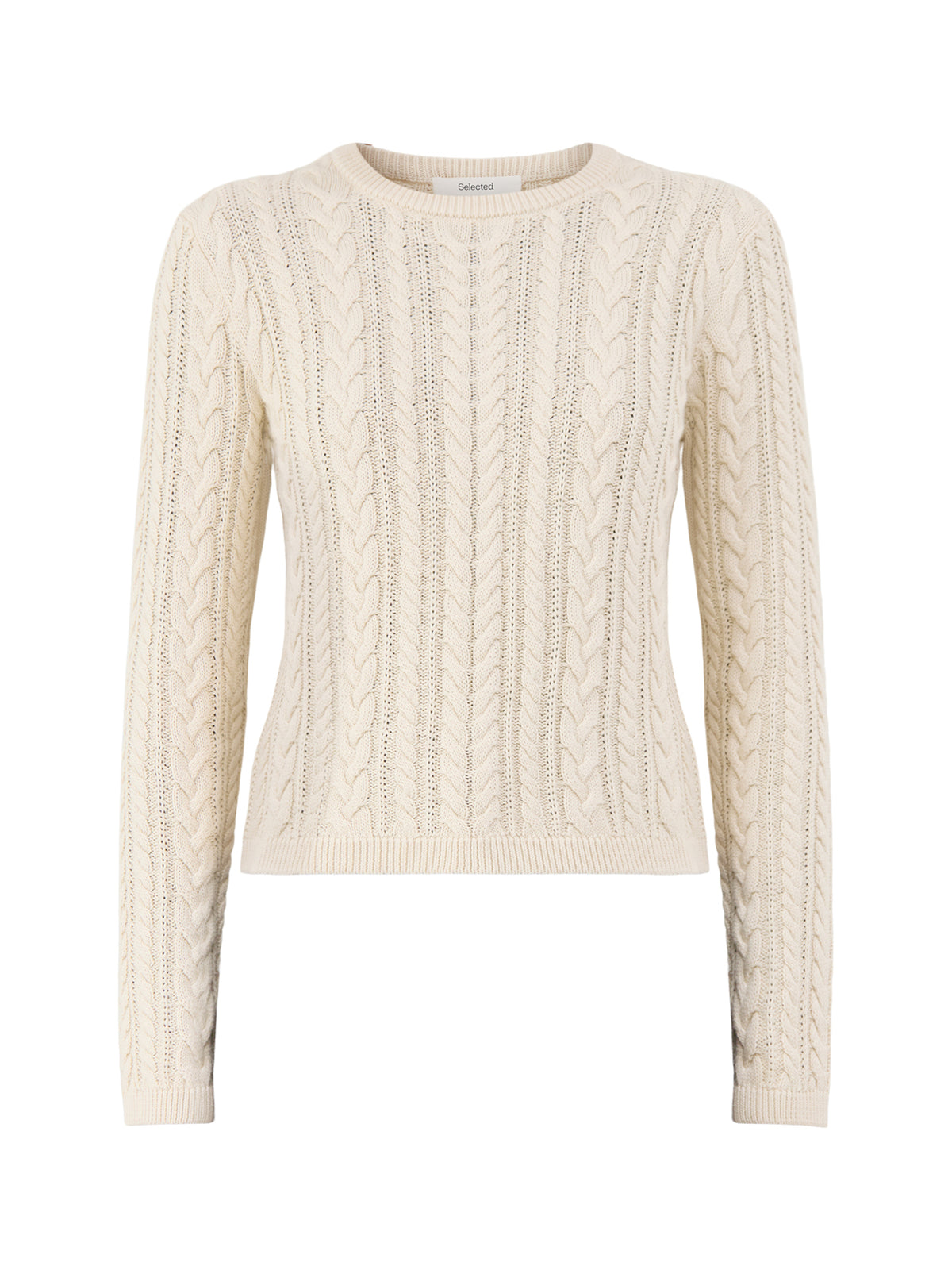 Organic Cotton Braun Cable Knit Crew Neck Jumper