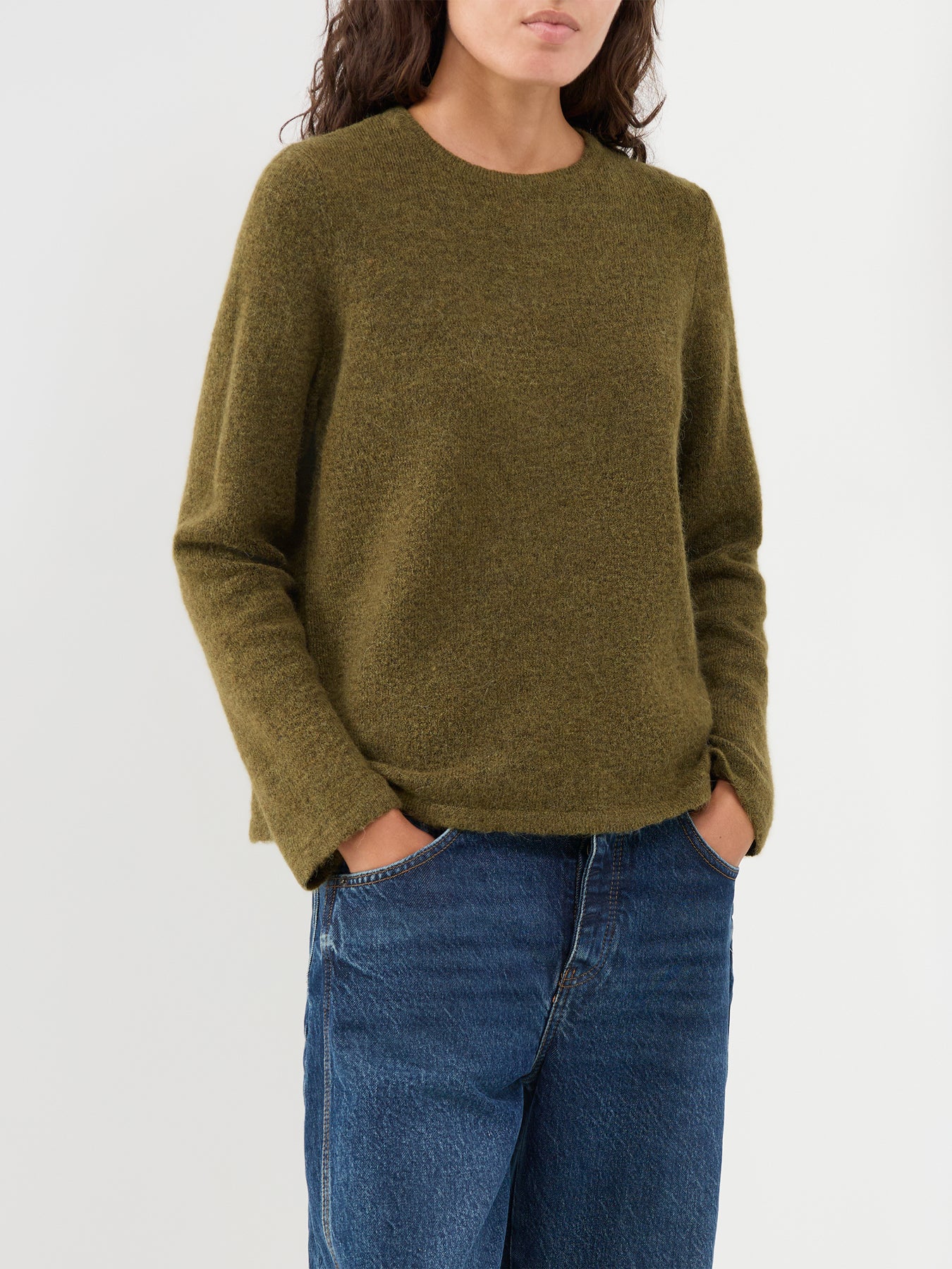 Lulu Alpaca Blend Crew Neck Jumper Green