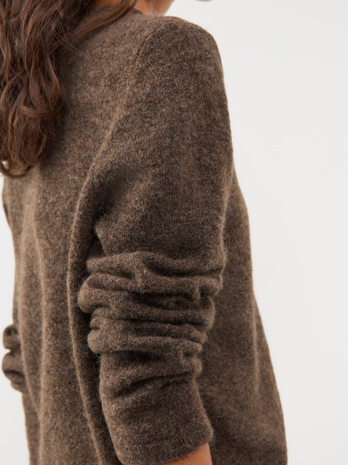 Lulu Alpaca Blend Crew Neck Jumper Brown