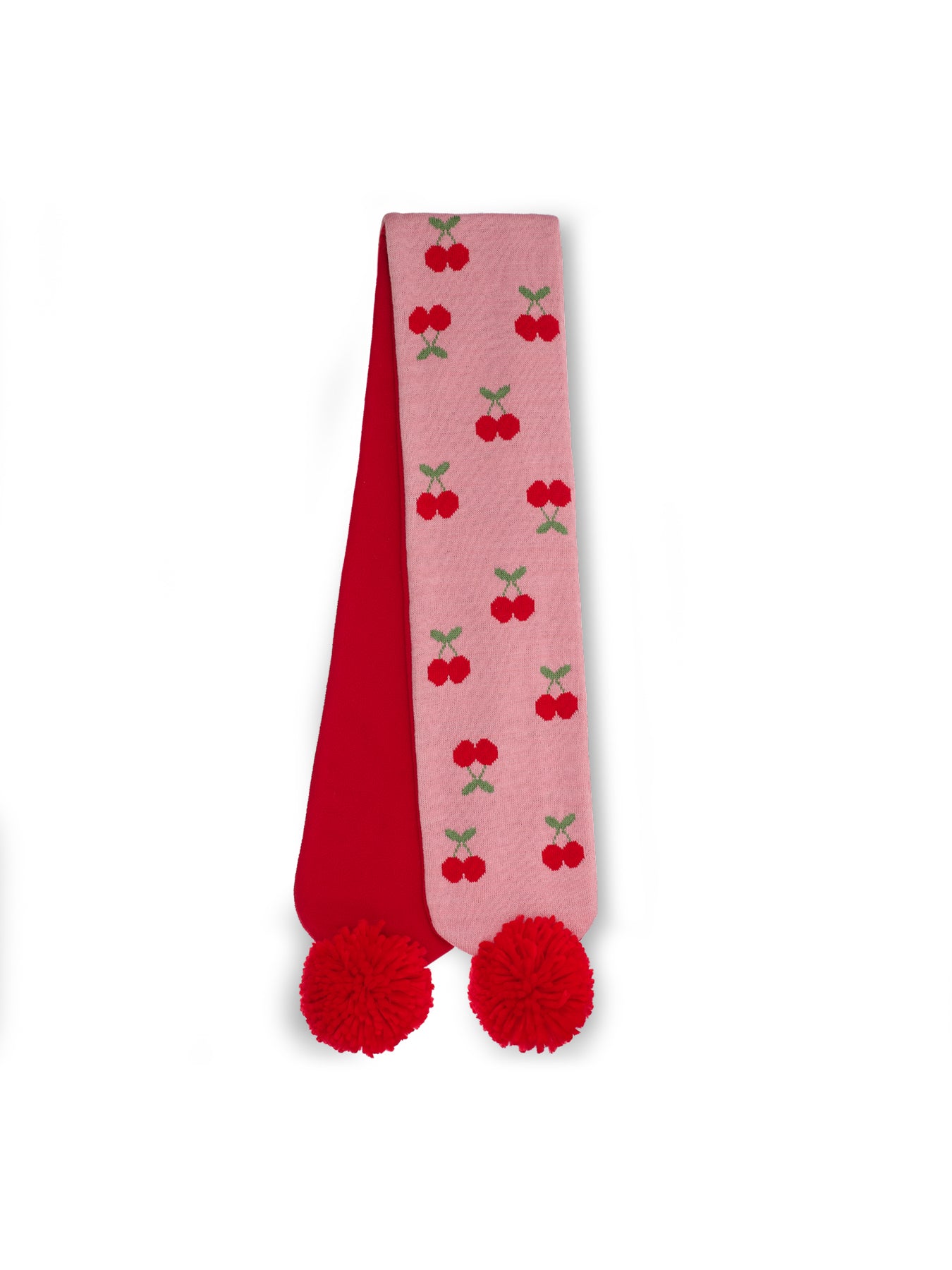 Kids' Cheerful Cherry Knitted Scarf Red