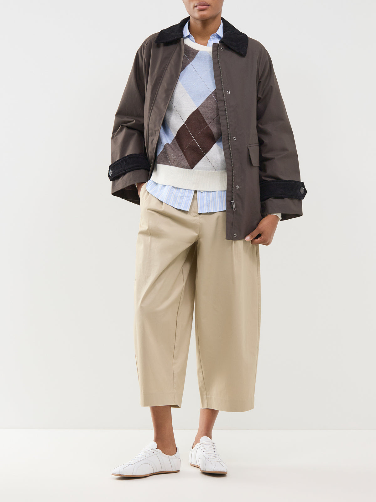 Merino Wool Thea Argyle Crew Neck Jumper
