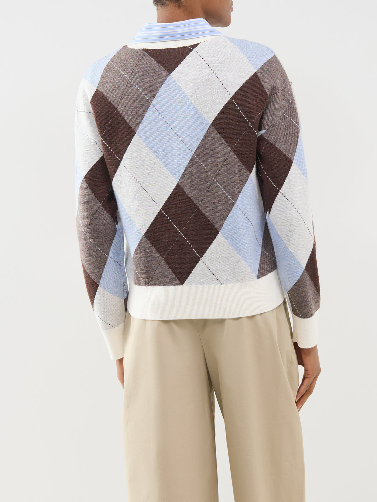 Merino Wool Thea Argyle Crew Neck Jumper