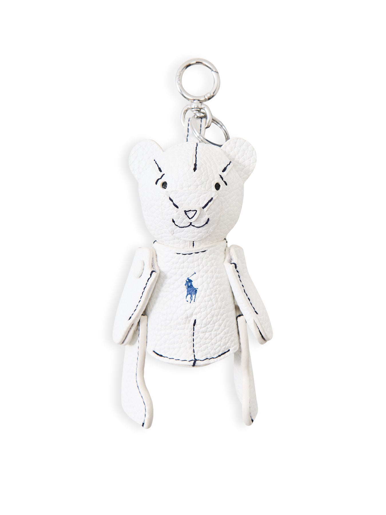 Shiny Drum Pebble Bear Charm Bag Charm White