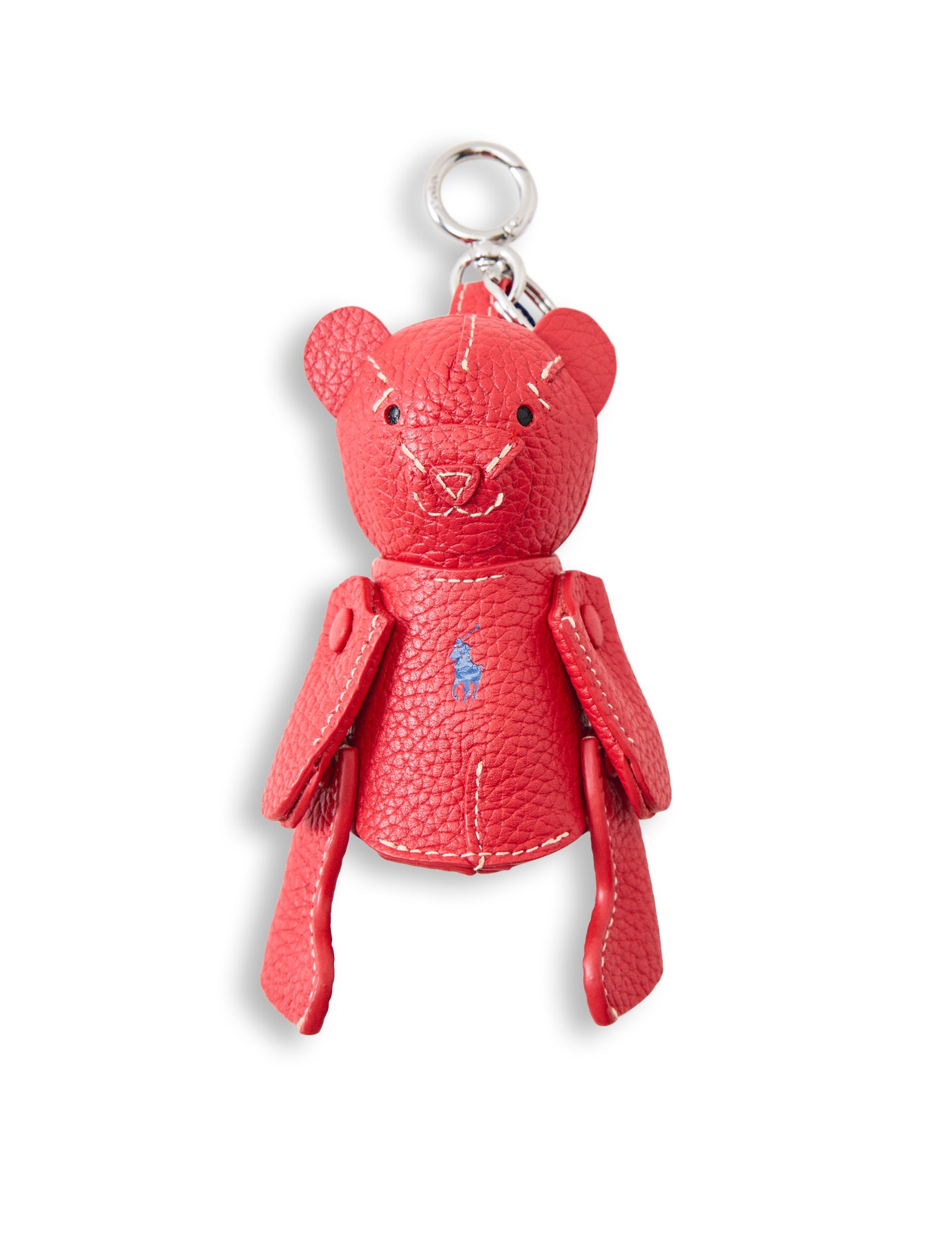 Shiny Drum Pebble Bear Charm Bag Charm Red